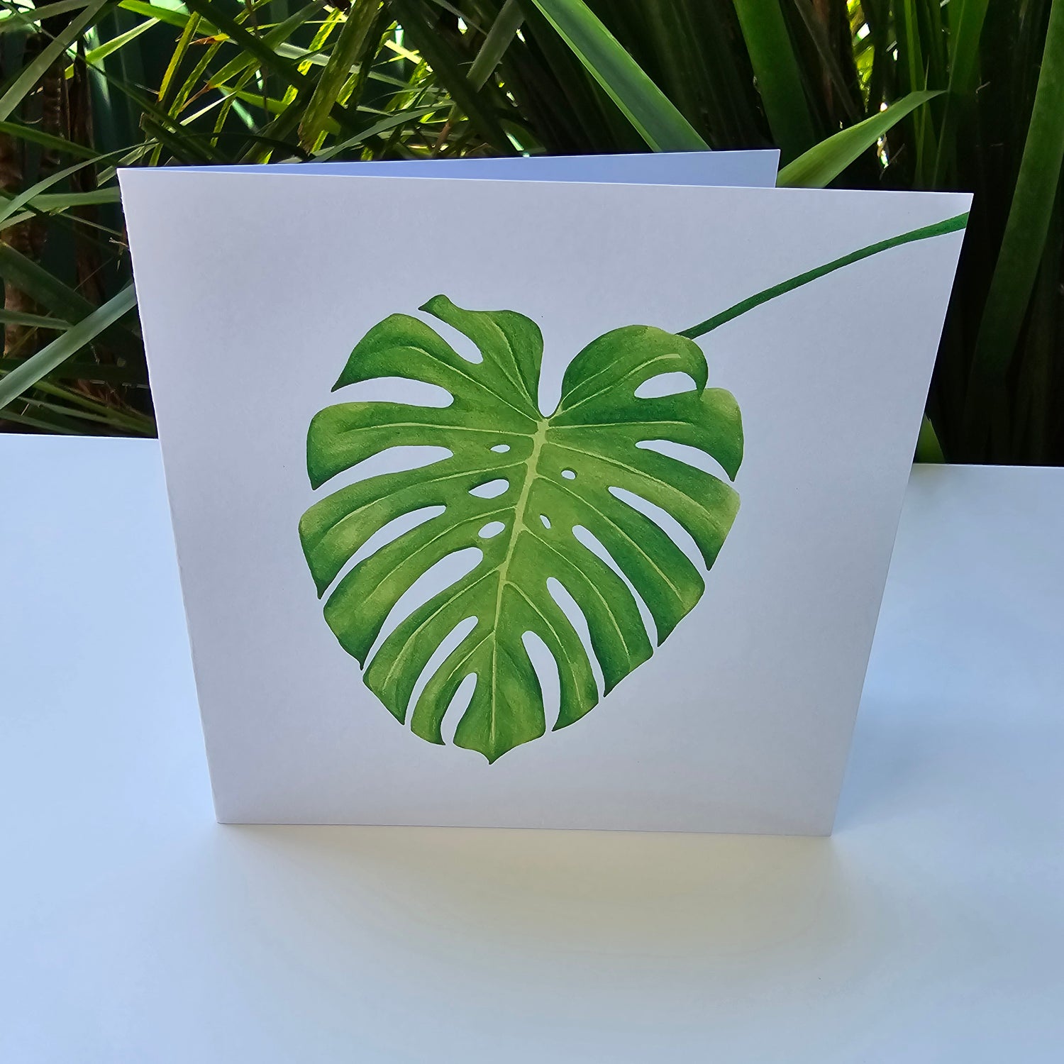 Monstera Leaf Blank Greeting Card