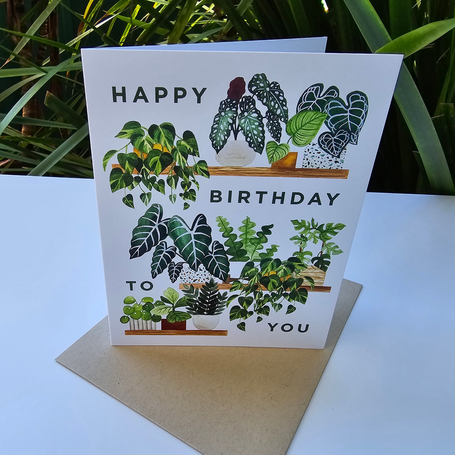 Plant Shelf Happy Birthday Greeting Card