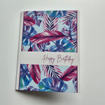 Watercolour tropical leaf houseplant birthday greeting card