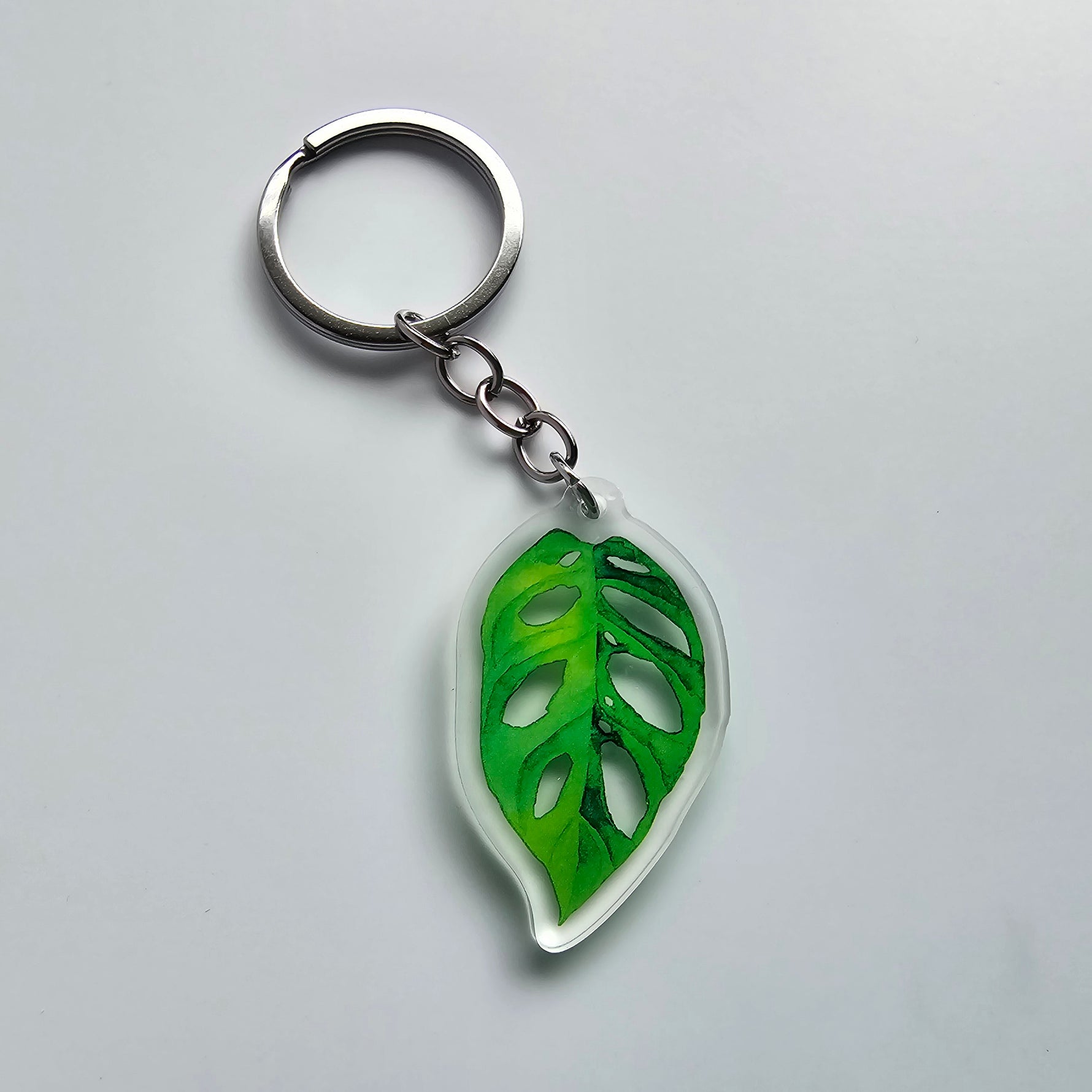 Monstera Adansonii variegated acrylic houseplant keyring