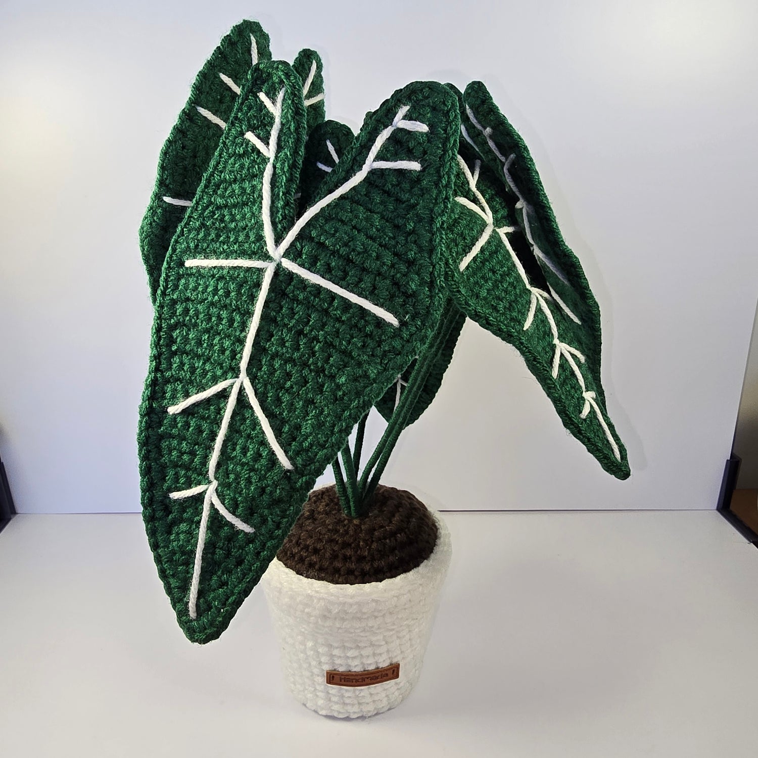 Handmade Crochet Alocasia Frydek Potted Plant