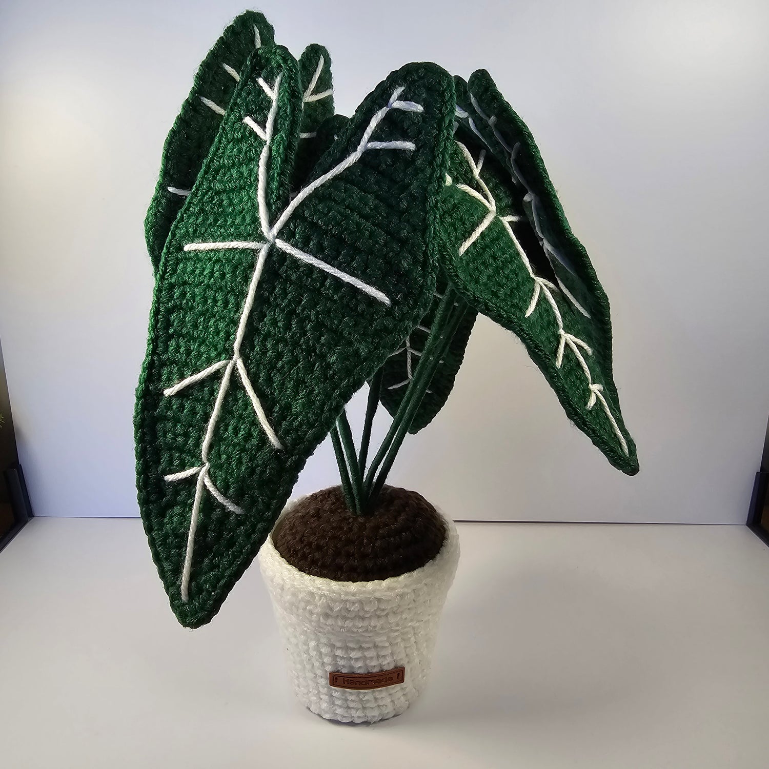 Handmade Crochet Alocasia Frydek Potted Plant