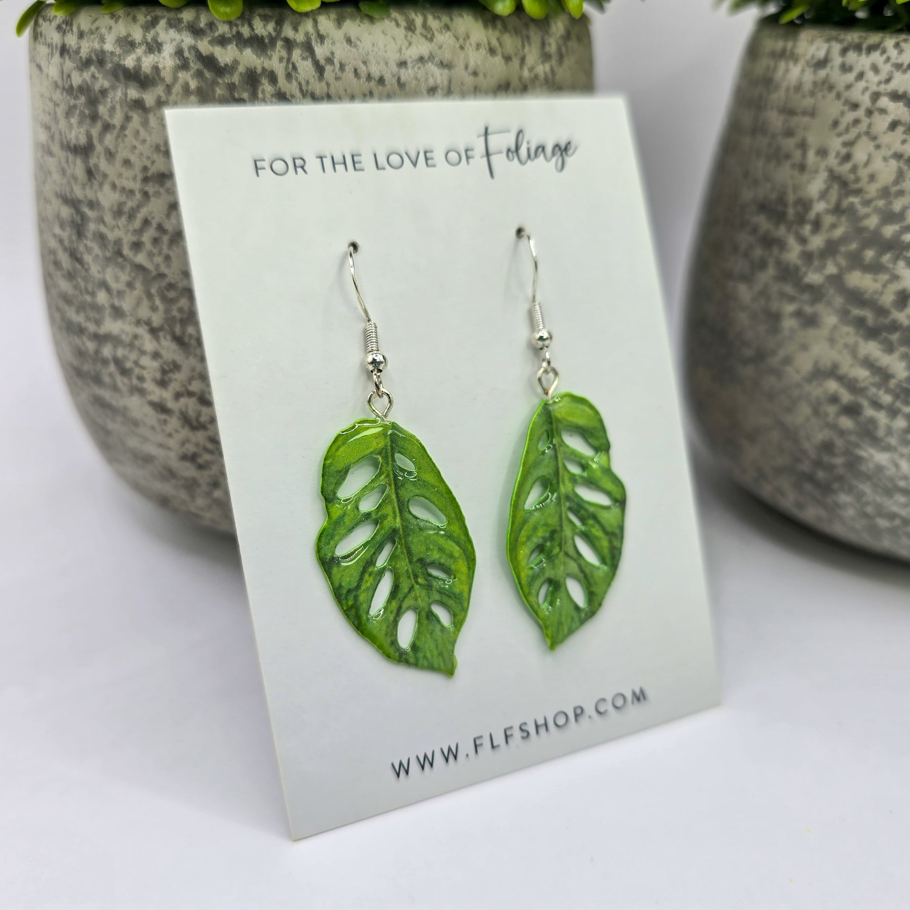 Monstera Adansonii swiss cheese houseplant earrings