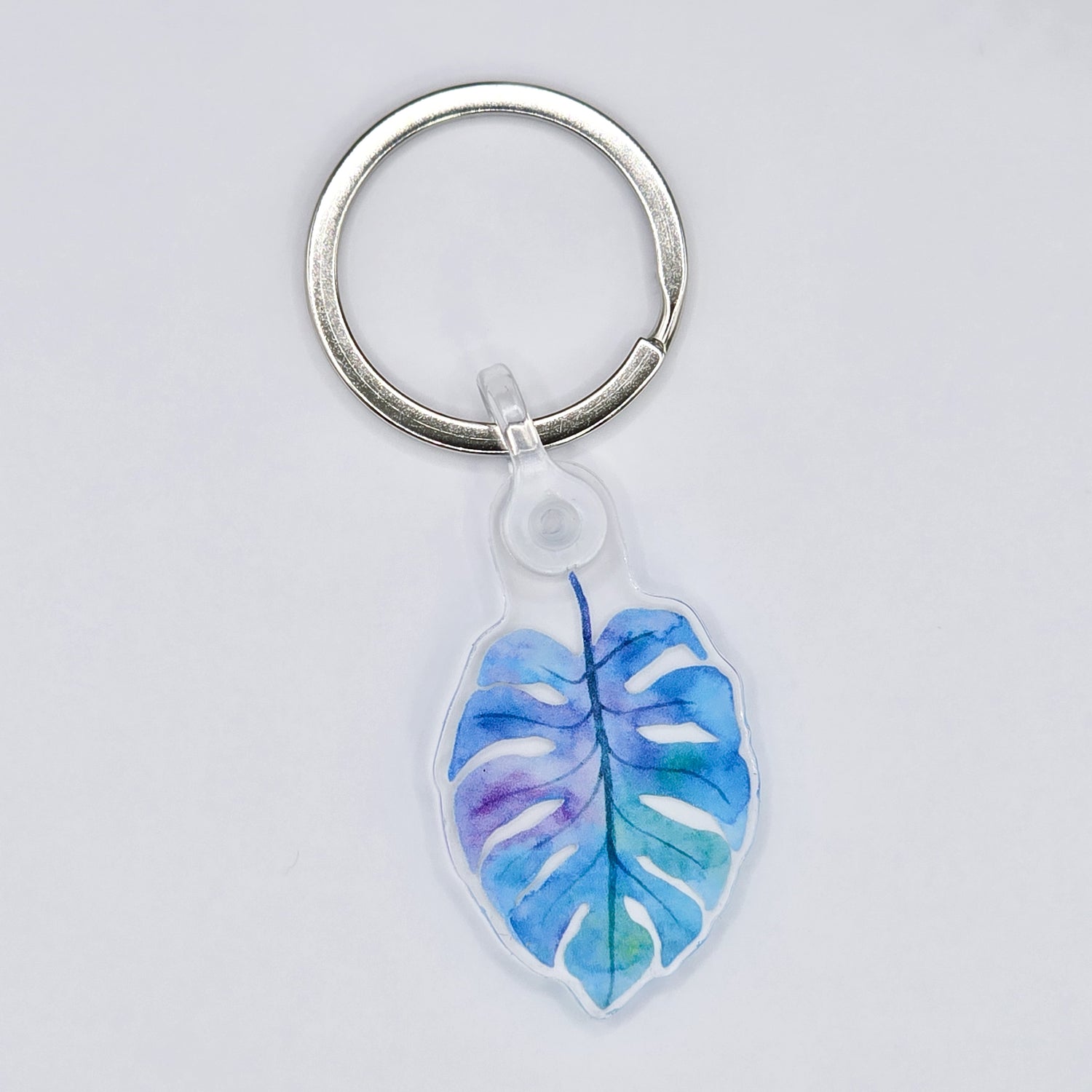 Monstera Leaf Colourful Watercolour Acrylic Keyring