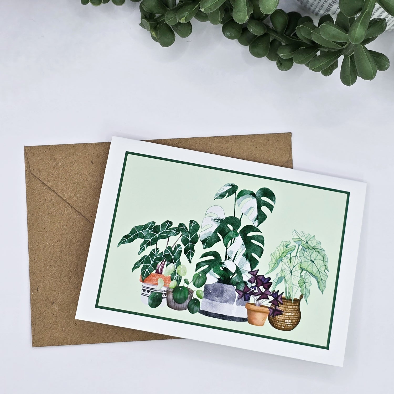 Potted Houseplants Blank Gift Card / Mini Greeting Card