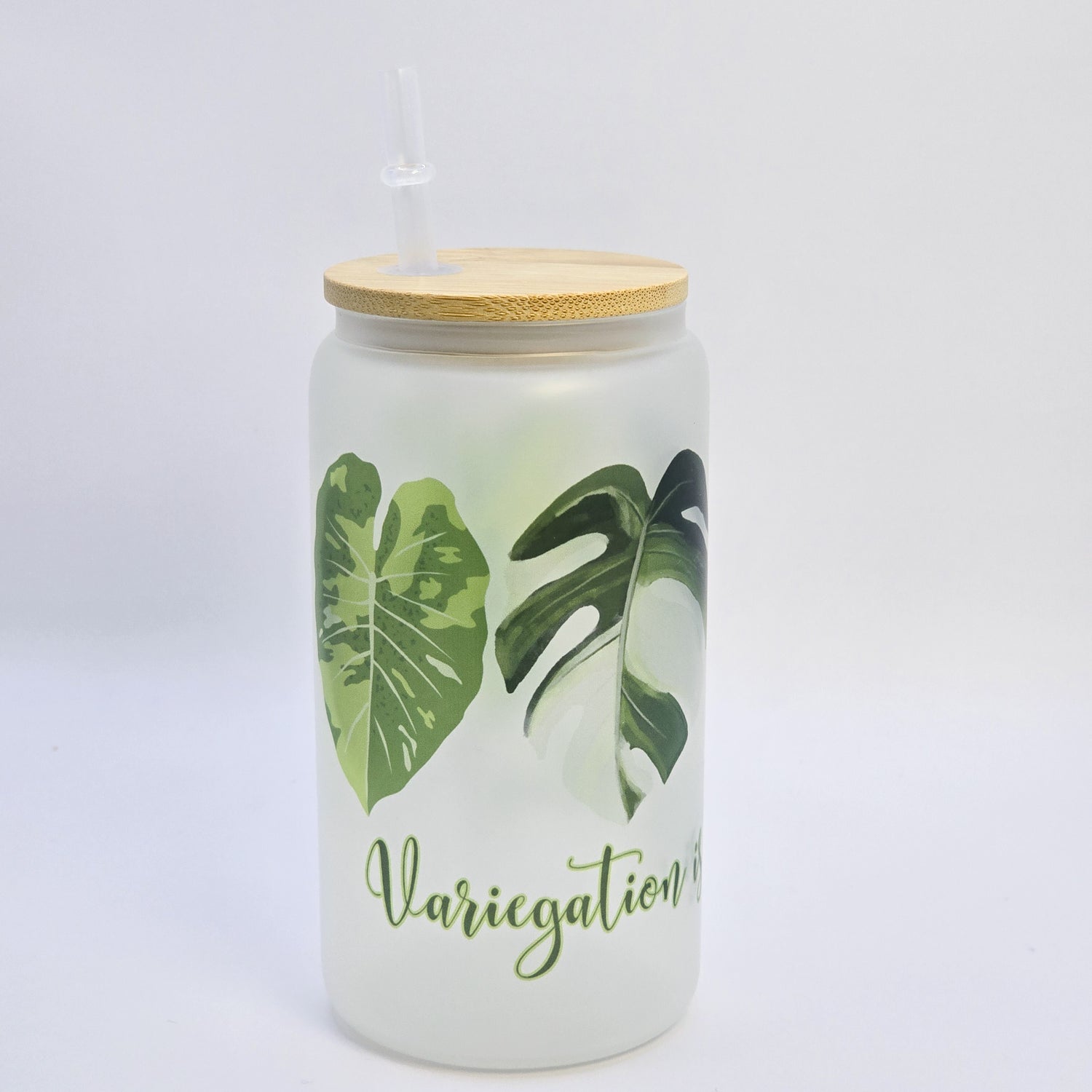 Variegation Is My Bling 16oz Frosted Glass Tumbler With Bamboo Lid