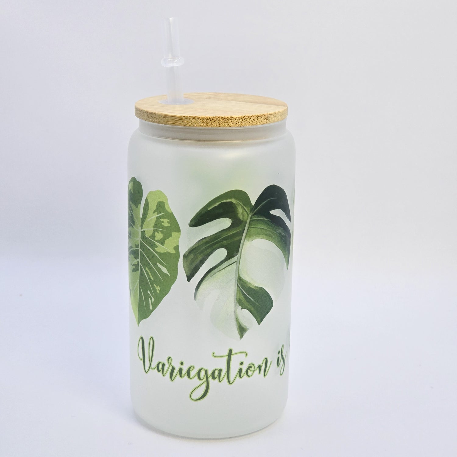 Variegation Is My Bling 16oz Frosted Glass Tumbler With Bamboo Lid