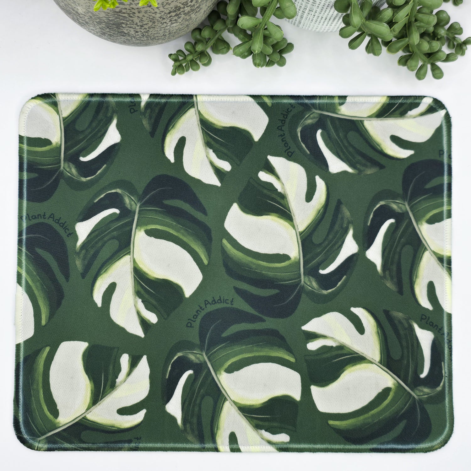 Variegated Monstera leaves Plant Addict Green Mousepad