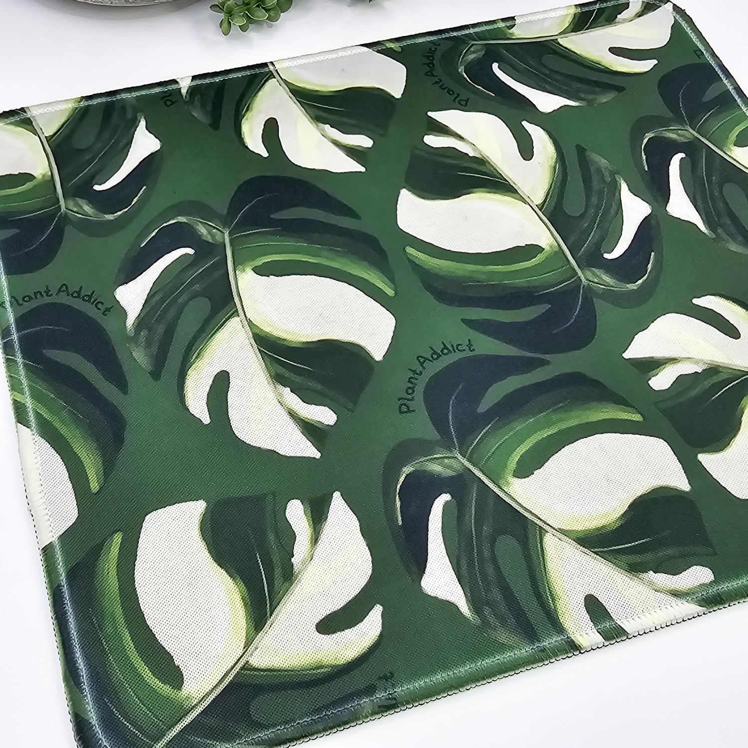 Variegated Monstera leaves Plant Addict Green Mousepad