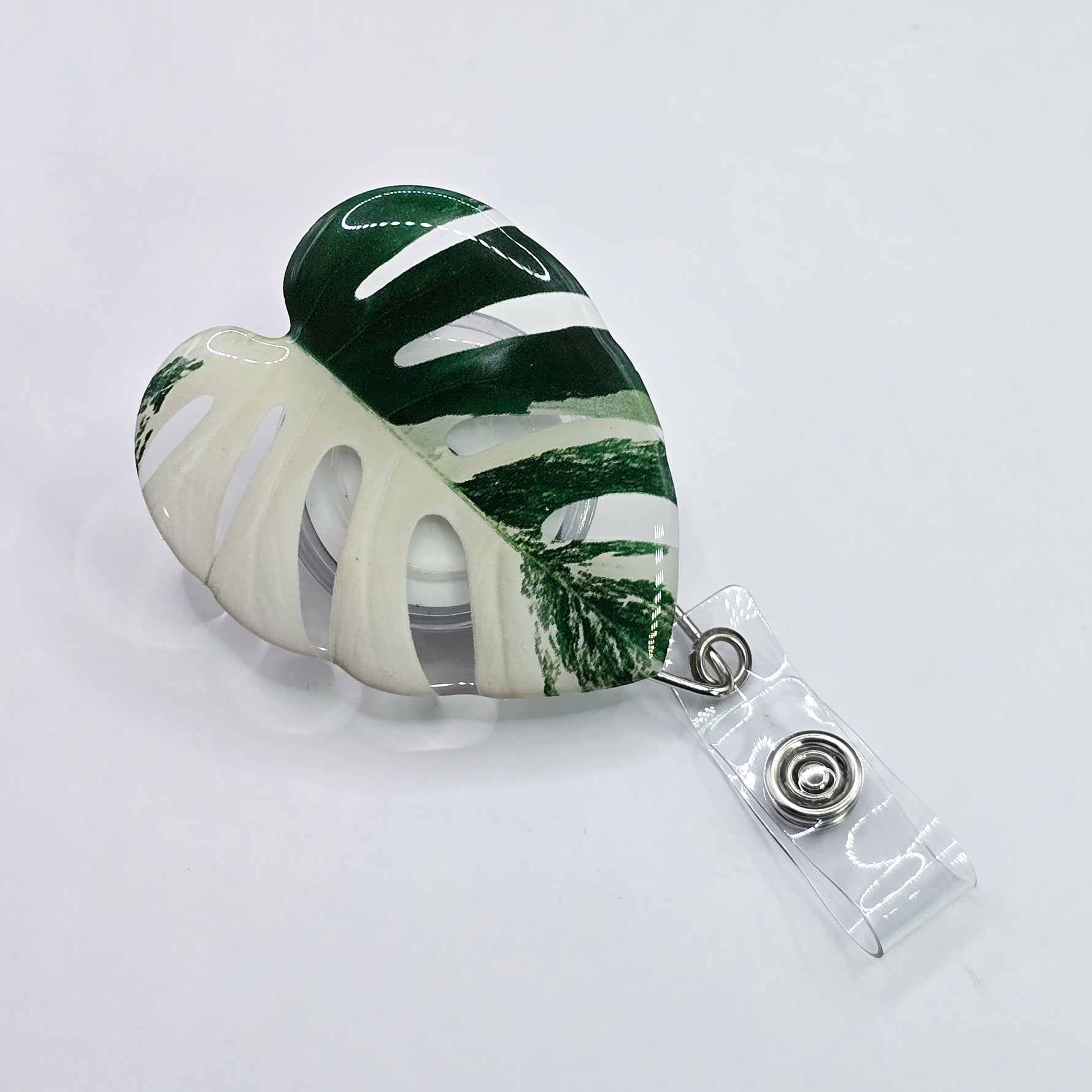 Monstera albo Variegated I.D card holder clip