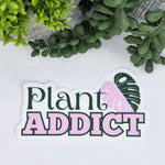 Pink plant Addict Monstera Leaf Houseplant Vinyl Sticker by My Plantasy