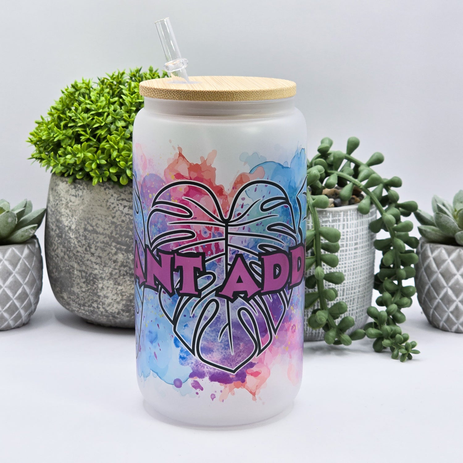 Rainbow Plant Addict 16oz Glass Tumbler