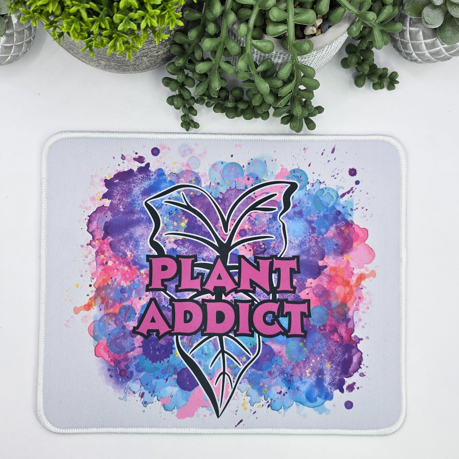 Plant Addict Rainbow Splashes Houseplants Mousepad