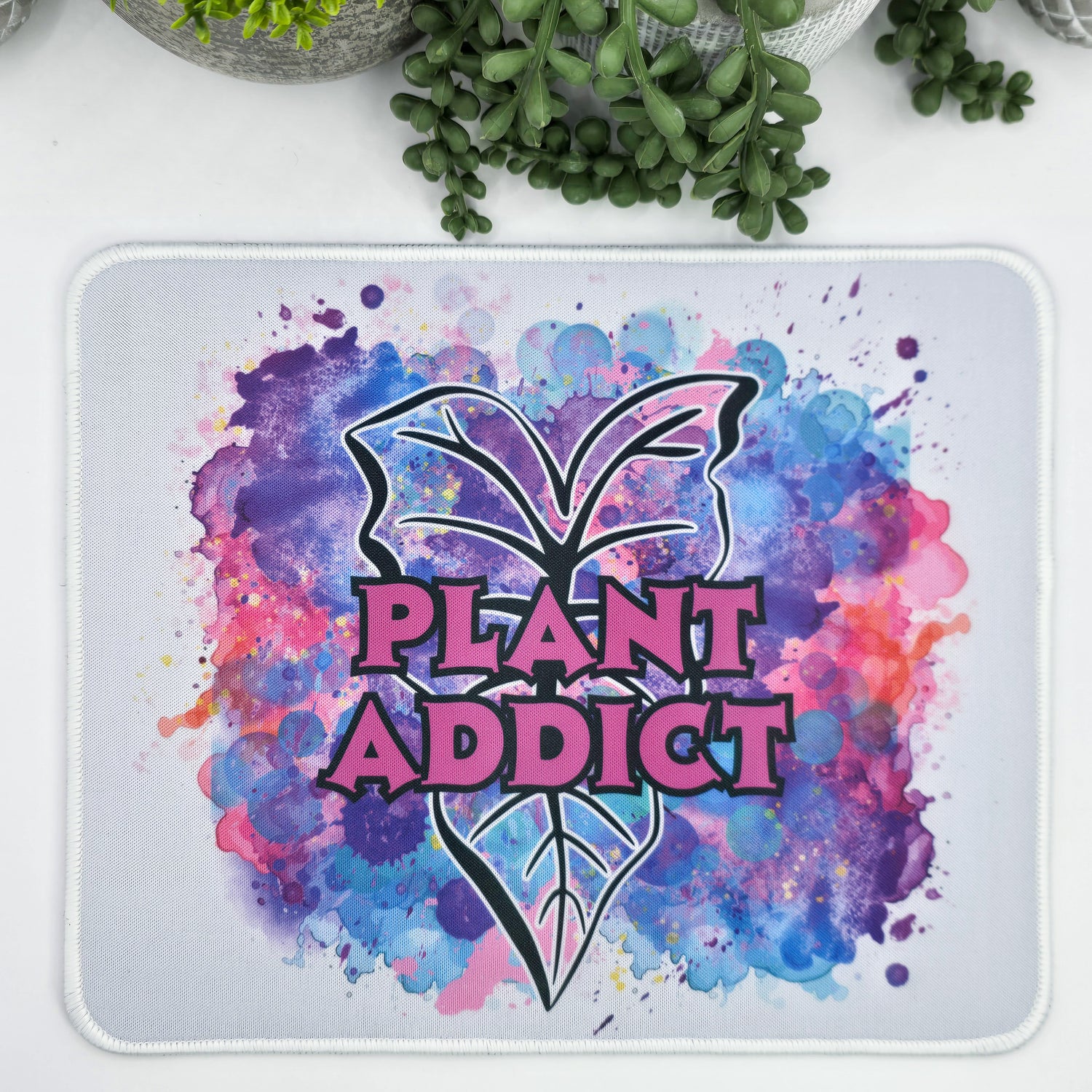 Plant Addict Rainbow Splashes Houseplants Mousepad