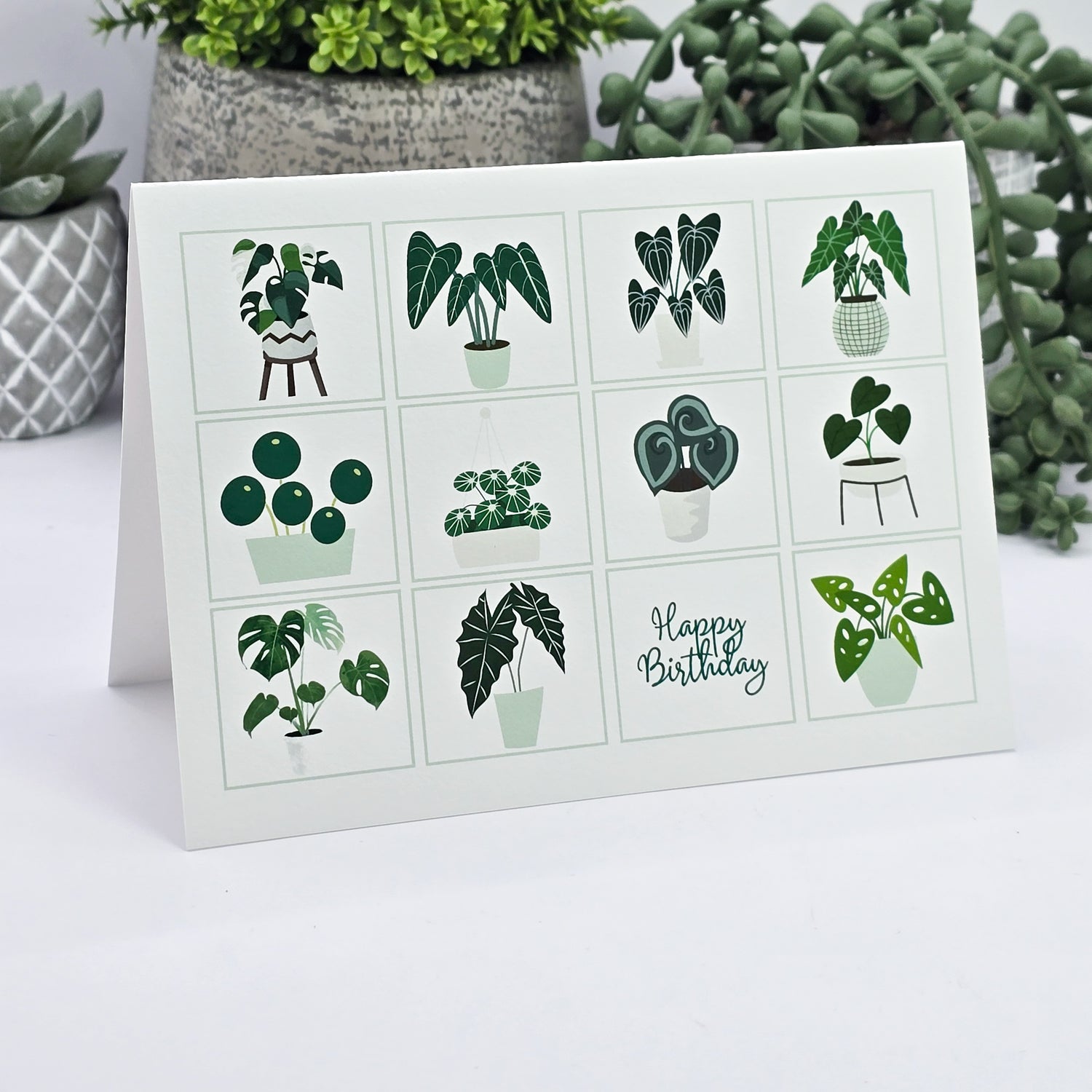 Rare Houseplants Mint Green Happy Birthday Greeting Card