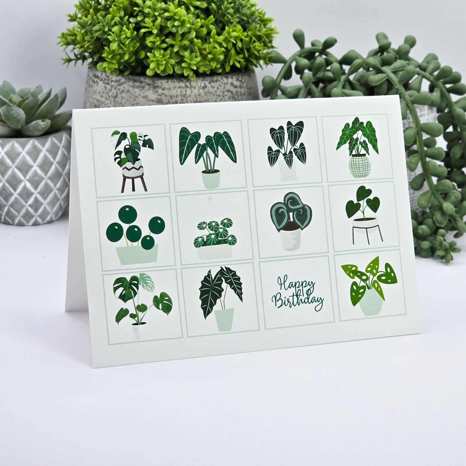 Rare Houseplants Mint Green Happy Birthday Greeting Card