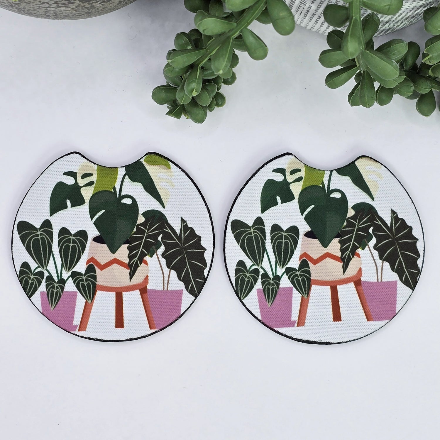 Rare Potted Houseplants Car Coasters - Set of 2