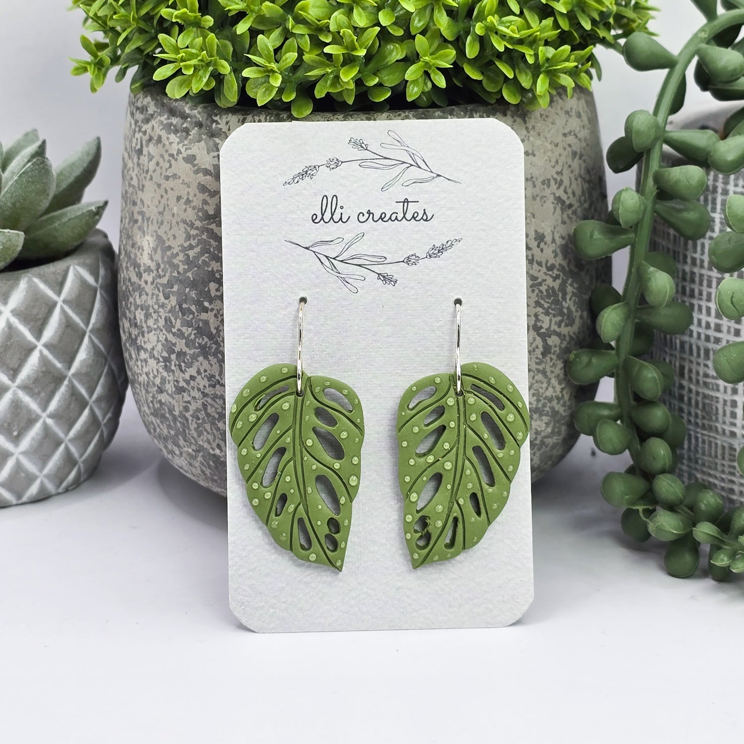 Monstera Adansonii Swiss cheese Dangle Earrings