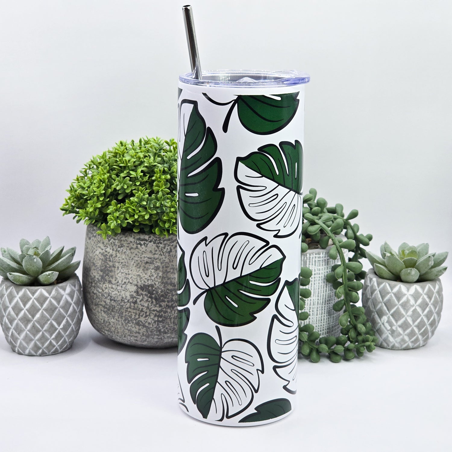 🔥Clearance🔥 Monstera Albo Halfmoon 20oz Insulated Stainless Steel Tumbler (imperfect) #1