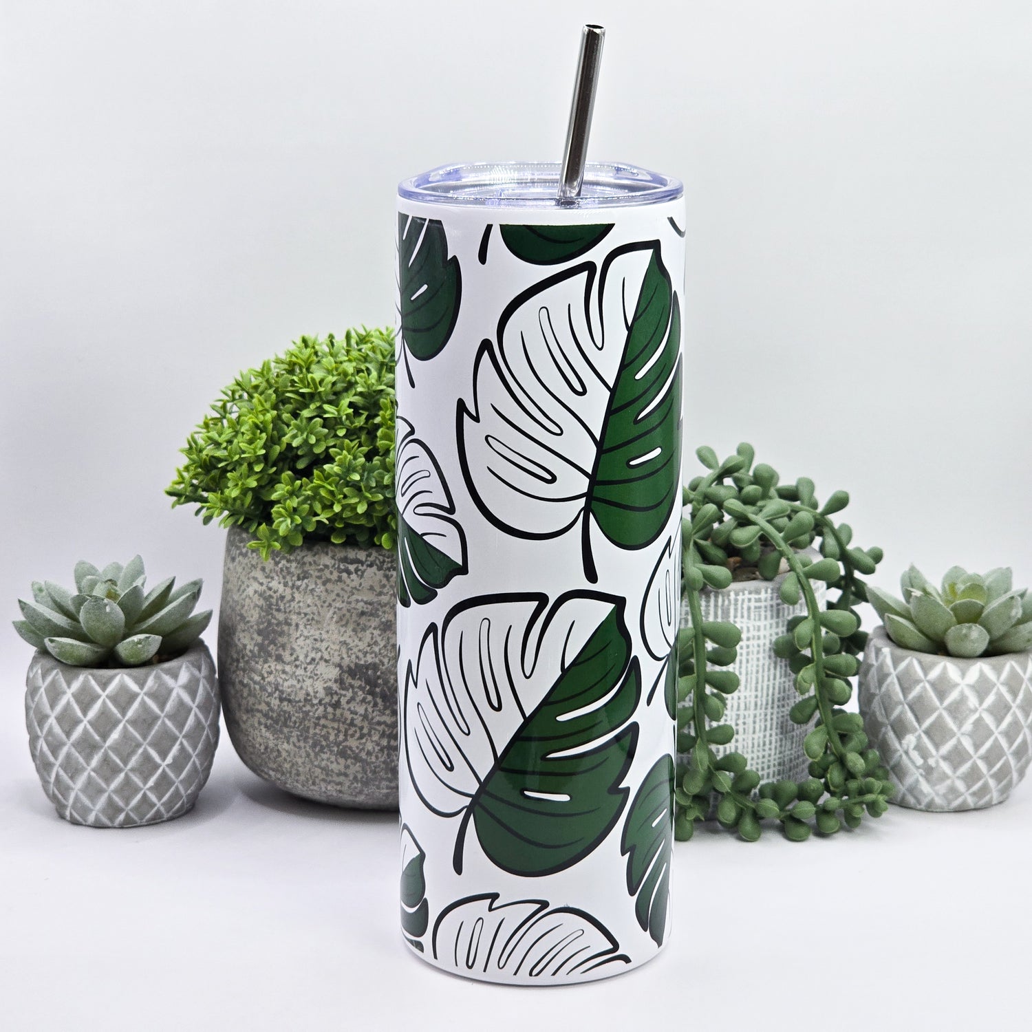 🔥Clearance🔥 Monstera Albo Halfmoon 20oz Insulated Stainless Steel Tumbler (imperfect) #1