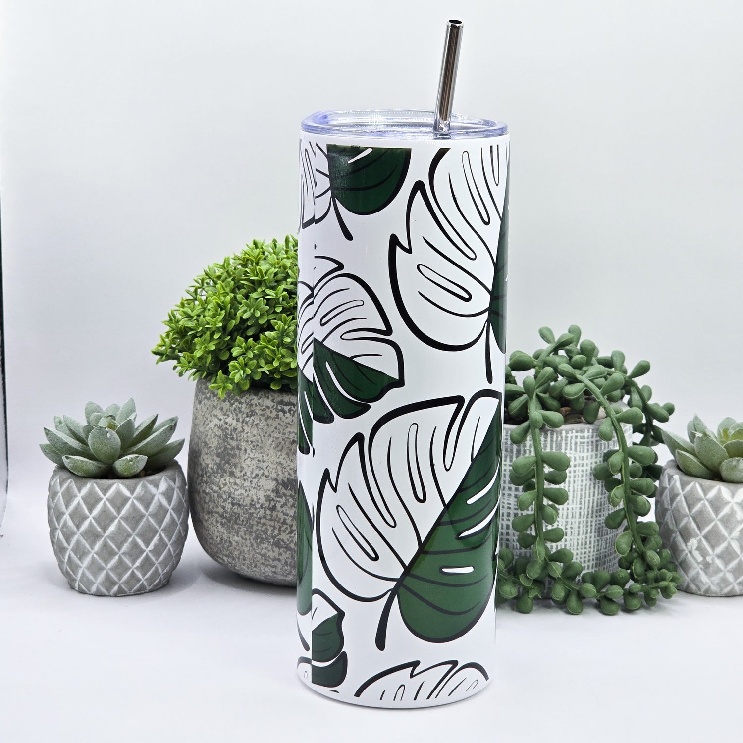 🔥Clearance🔥 Monstera Albo Halfmoon 20oz Insulated Stainless Steel Tumbler (imperfect) #2