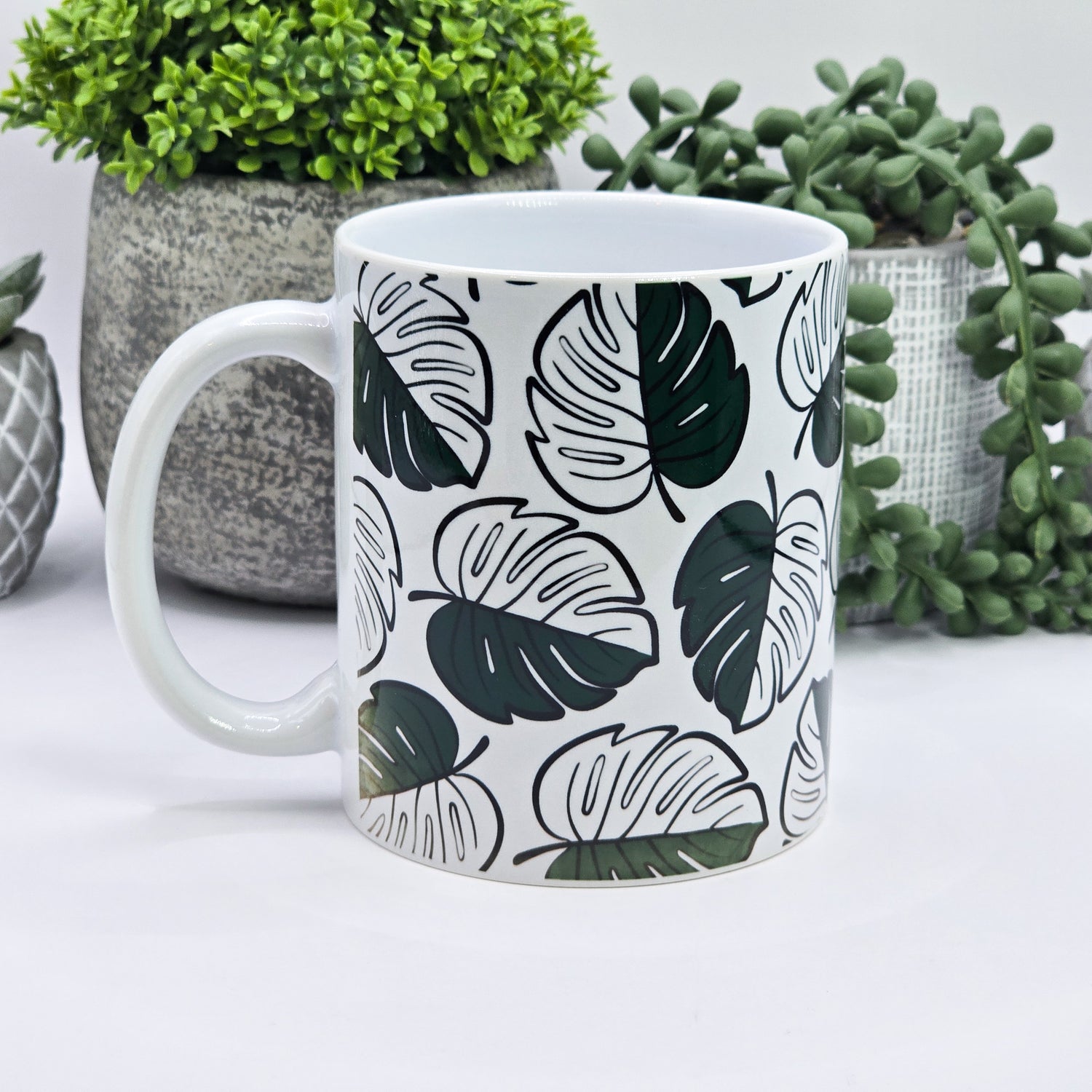 🔥Clearance🔥 Monstera Albo halfmoon 11oz Ceramic Coffee Mug (imperfect)