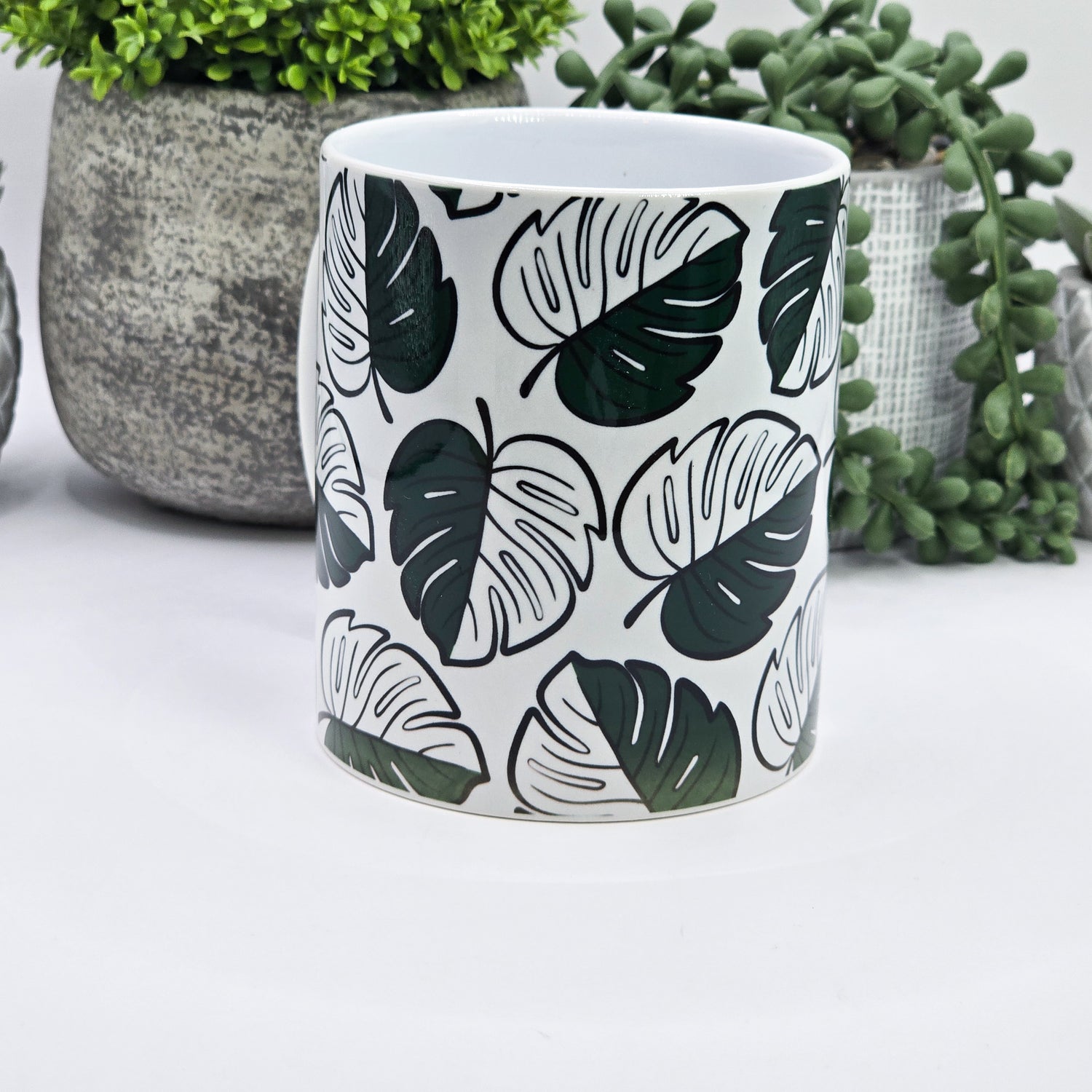 🔥Clearance🔥 Monstera Albo halfmoon 11oz Ceramic Coffee Mug (imperfect)