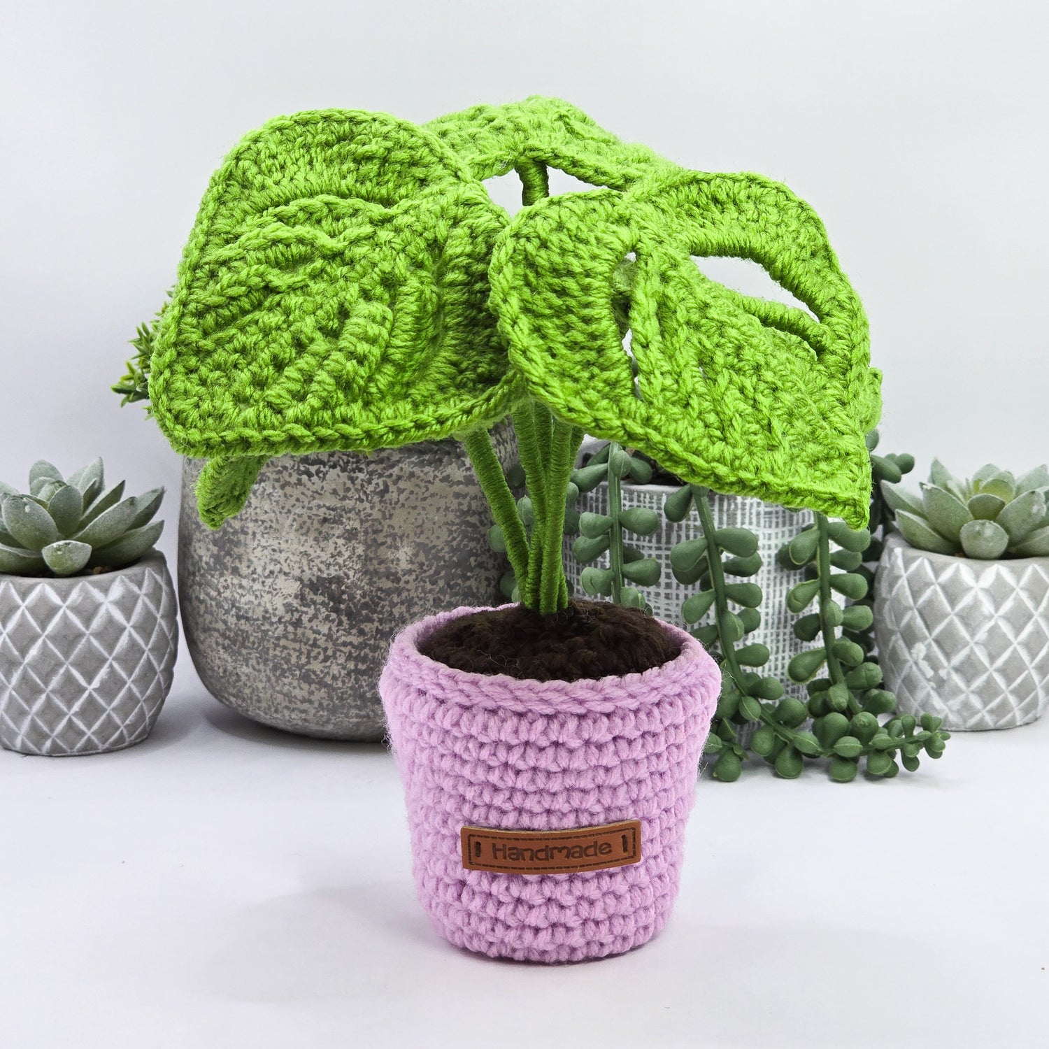 Mini Crochet Monstera Potted Plant Multiple Colours to chose from