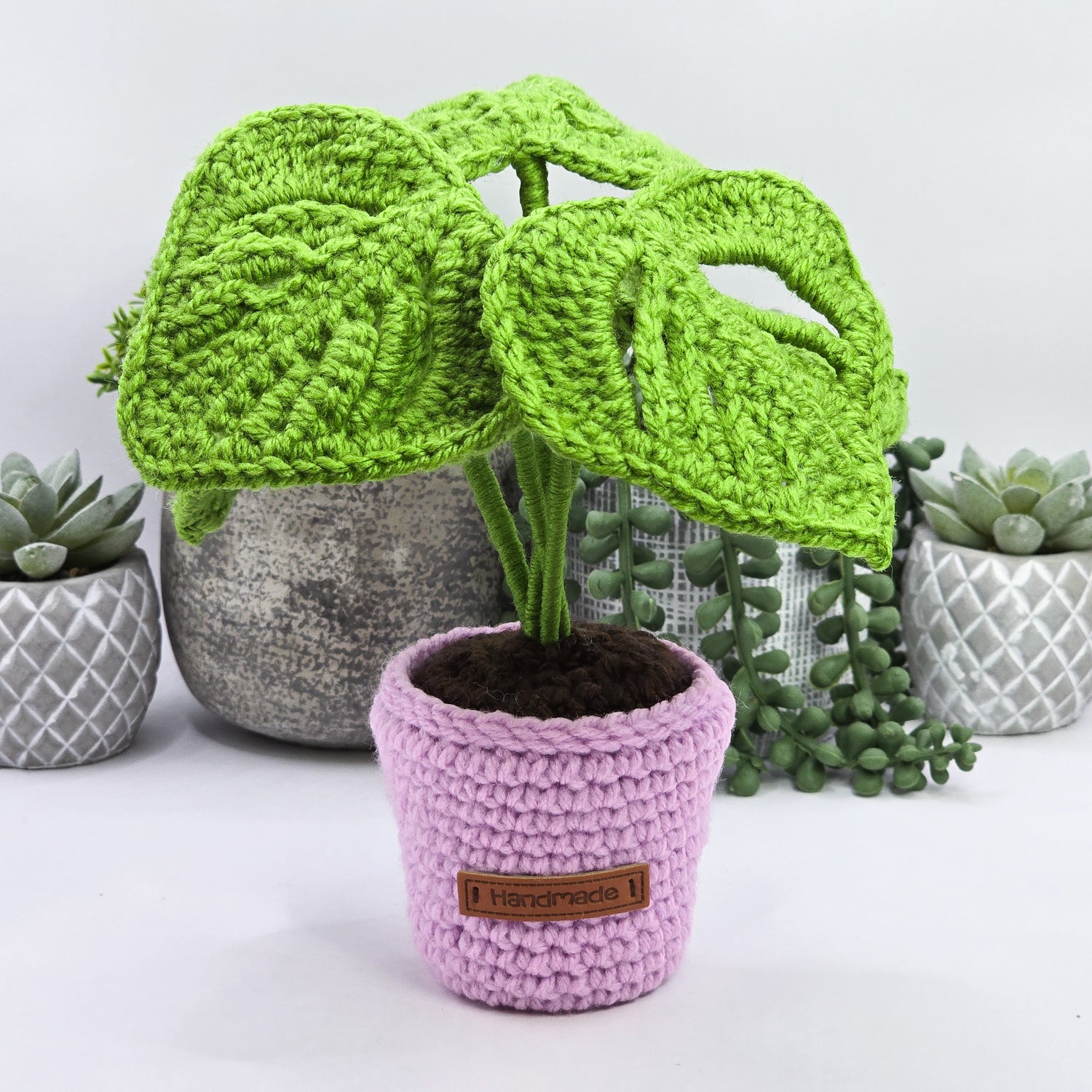 Mini Crochet Monstera Potted Plant Multiple Colours to chose from