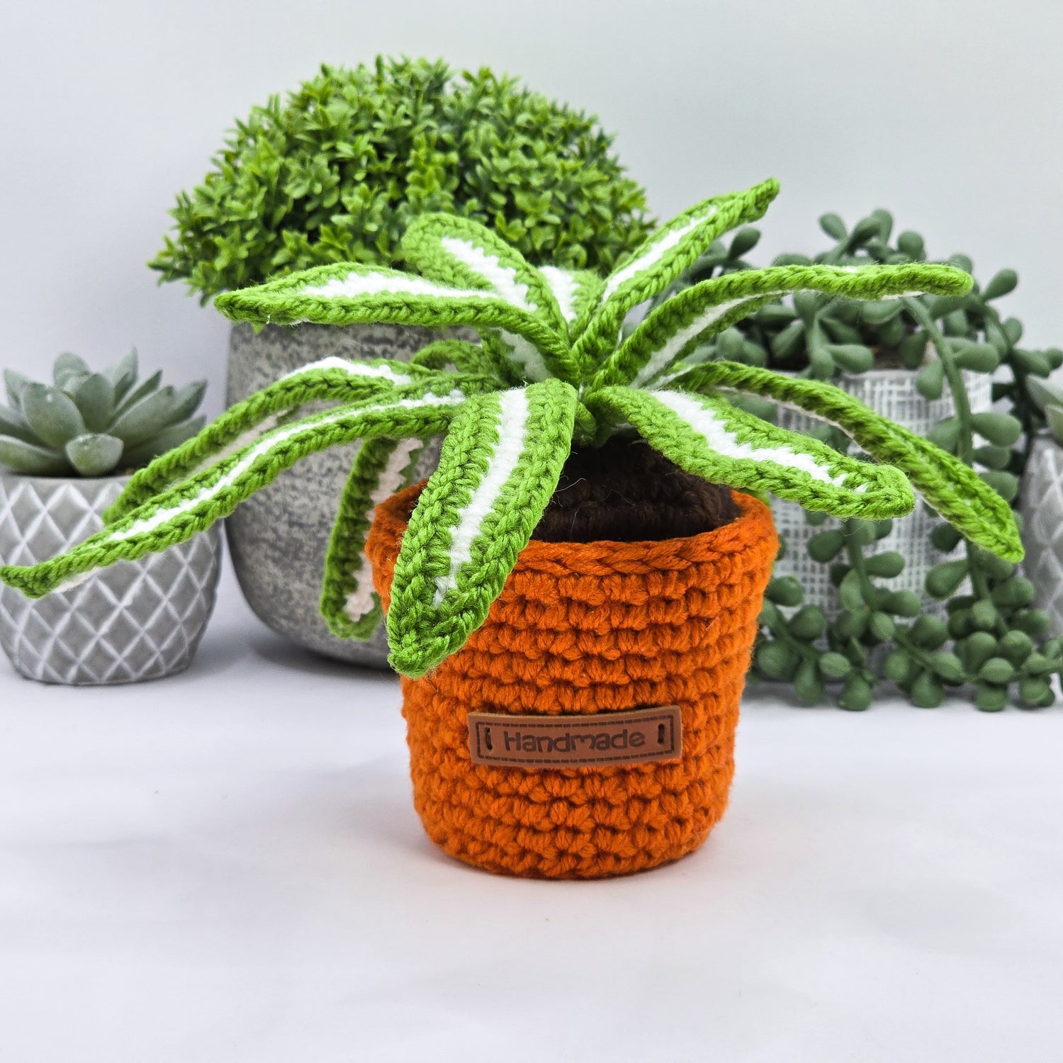 Mini Crochet Potted Spiderplant, multiple Colours to choose from