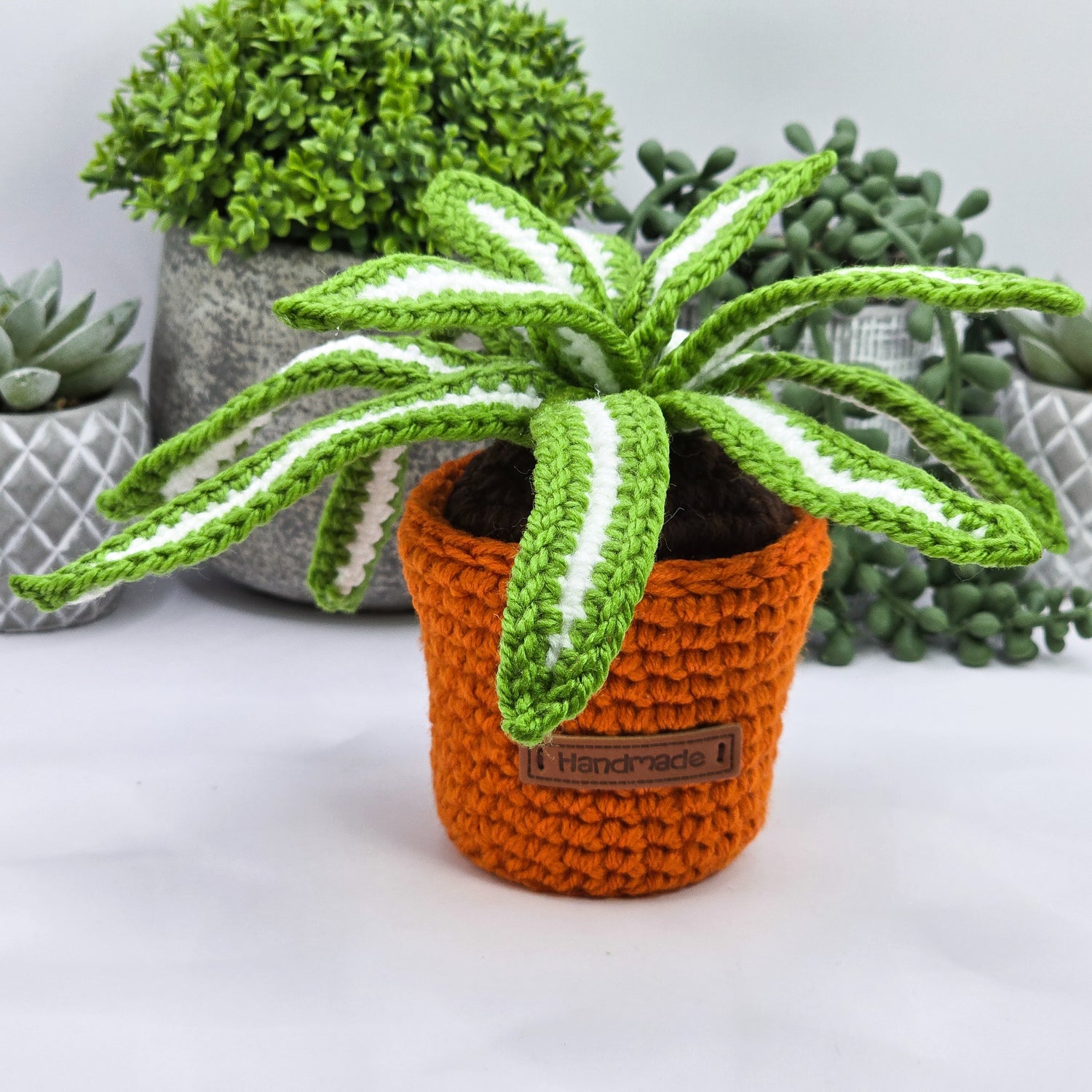 Mini Crochet Potted Spiderplant, multiple Colours to choose from