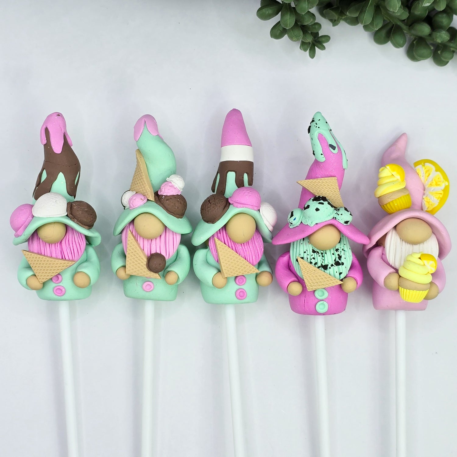 Ice Creams & Cupcake Polymer Clay Handmade Garden Pot Plant Gnomes - 5 to choose from.