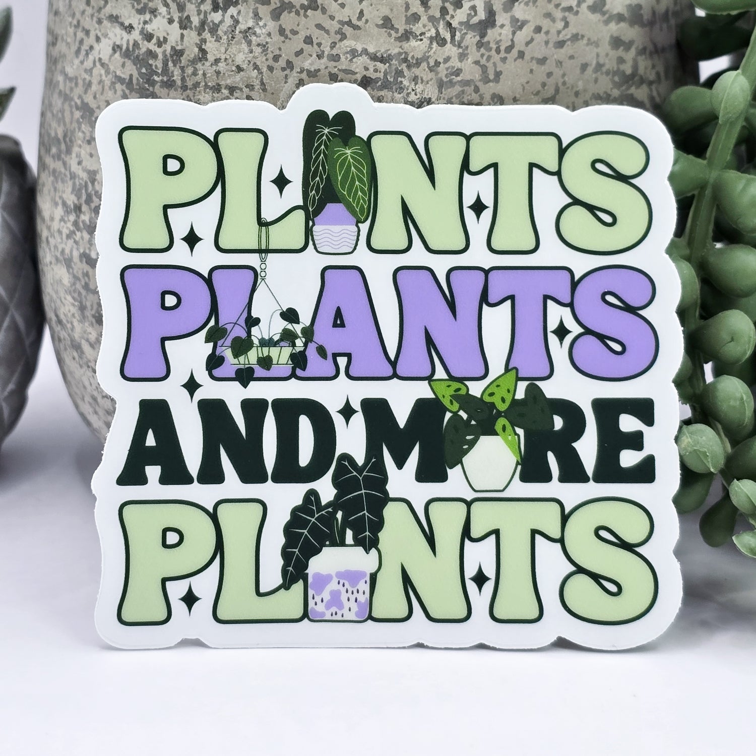 Plants, Plants & More Plants Clear Vinyl Houseplant Sticker