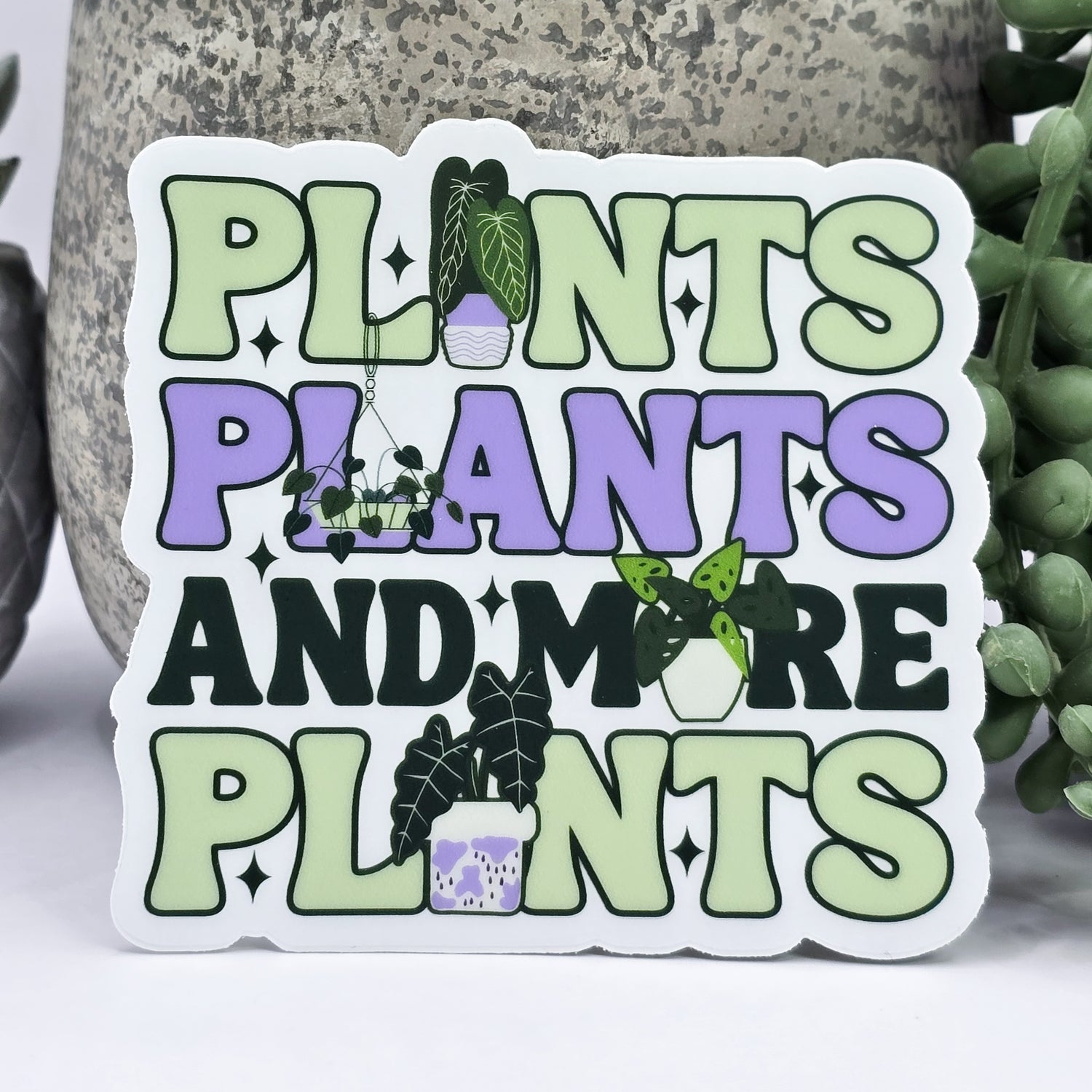 Plants, Plants & More Plants Clear Vinyl Houseplant Sticker