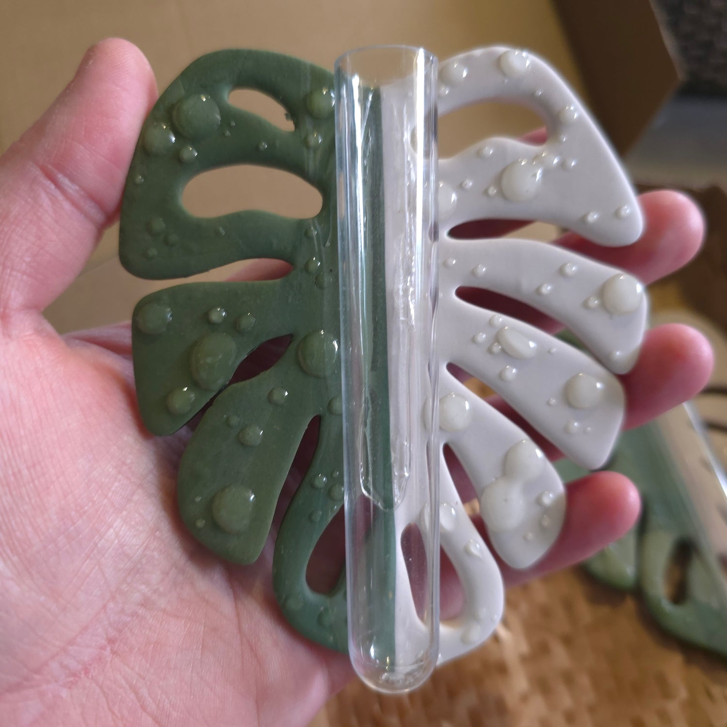 Monstera Variegated Polymer Clay Magnetic Fridge Propagation Vase