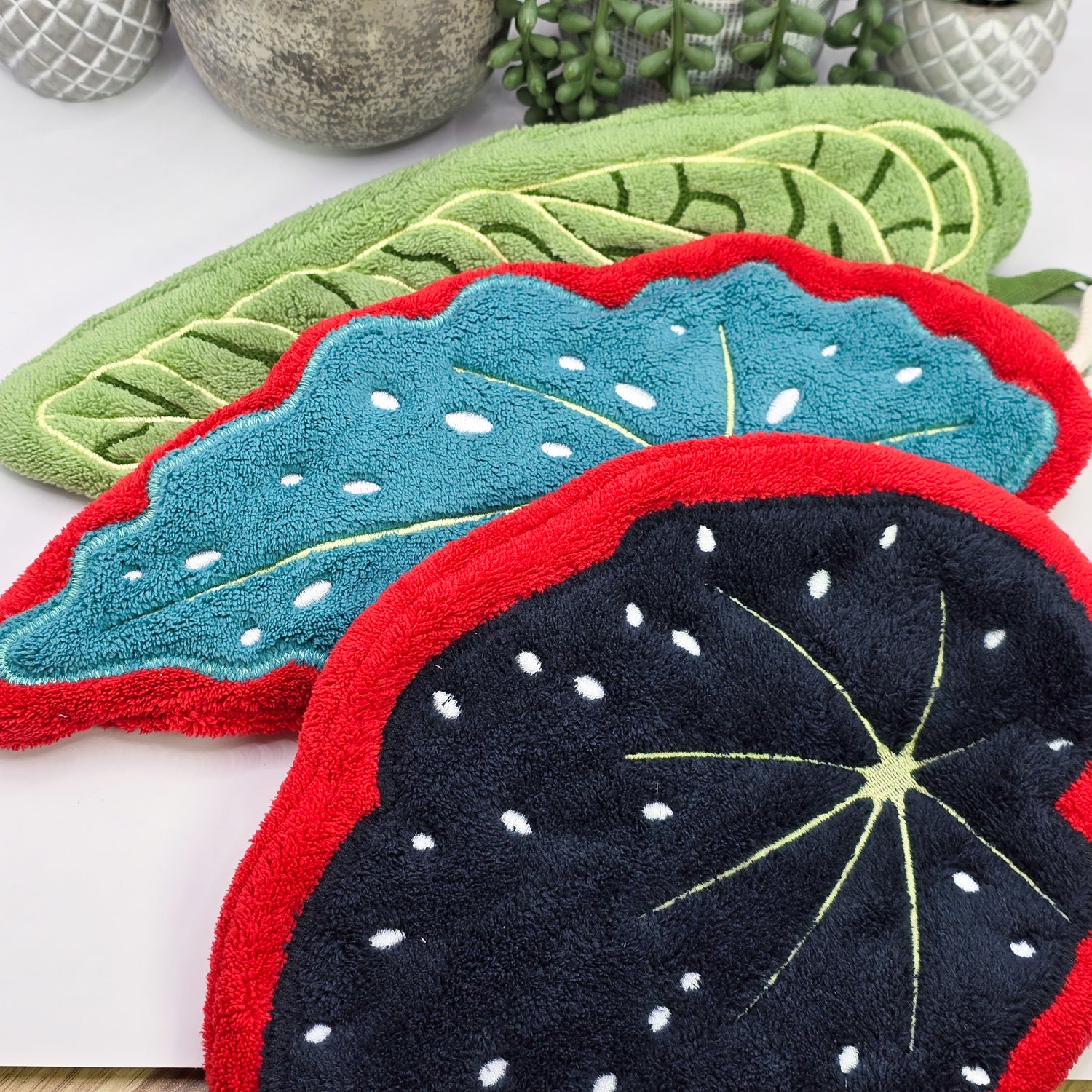 Begonia/Alocasia/Anthurium Houseplant Leaf Coral Fleece Hand Towel - Multiple designs to choose from