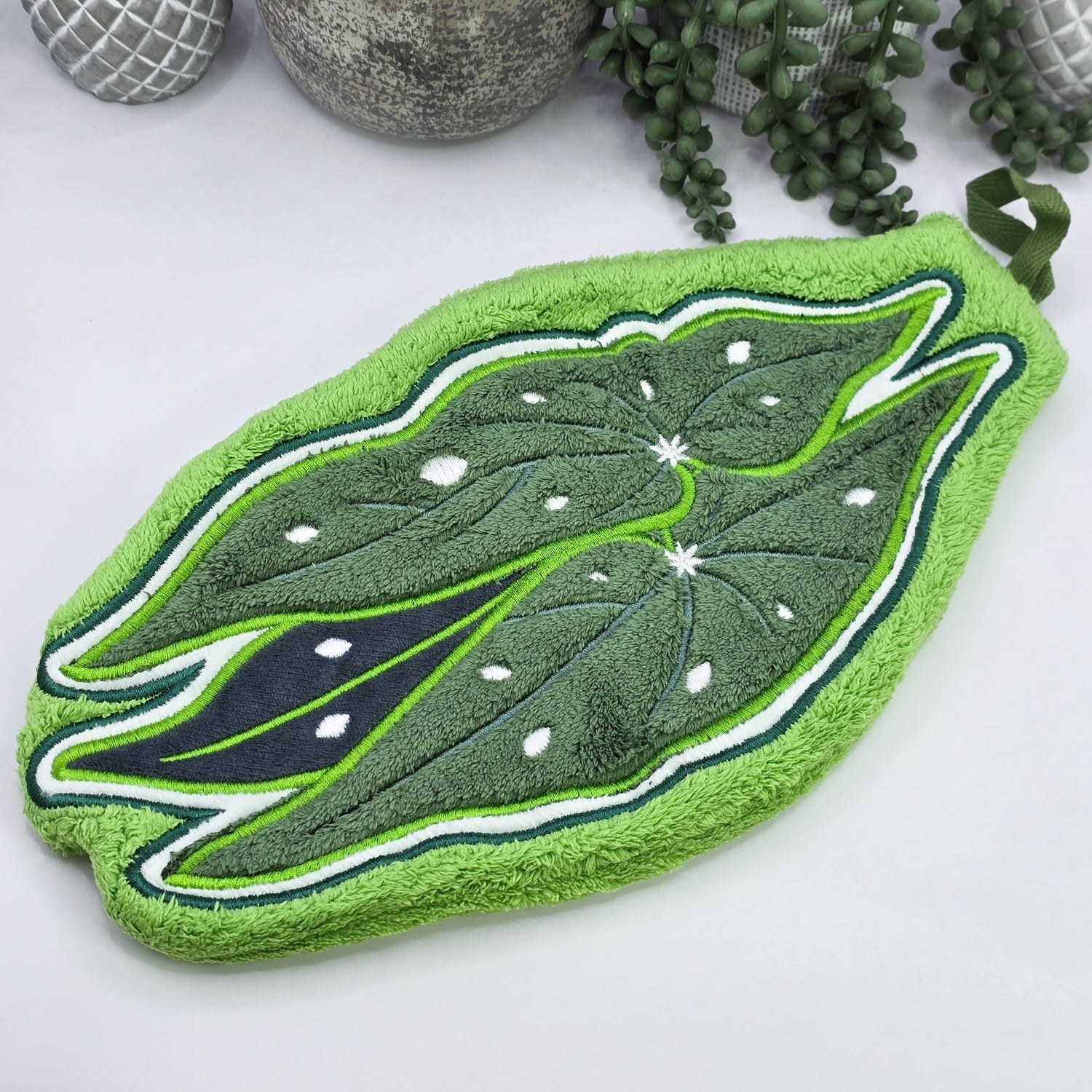 Green Begonia Leaves coral fleece hand towel / kitchen Towel