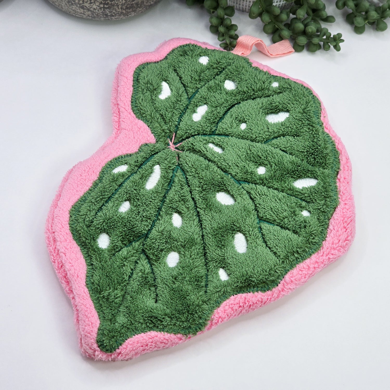 Begonia Leaf coral fleece hand towel / kitchen towel - 3 colours