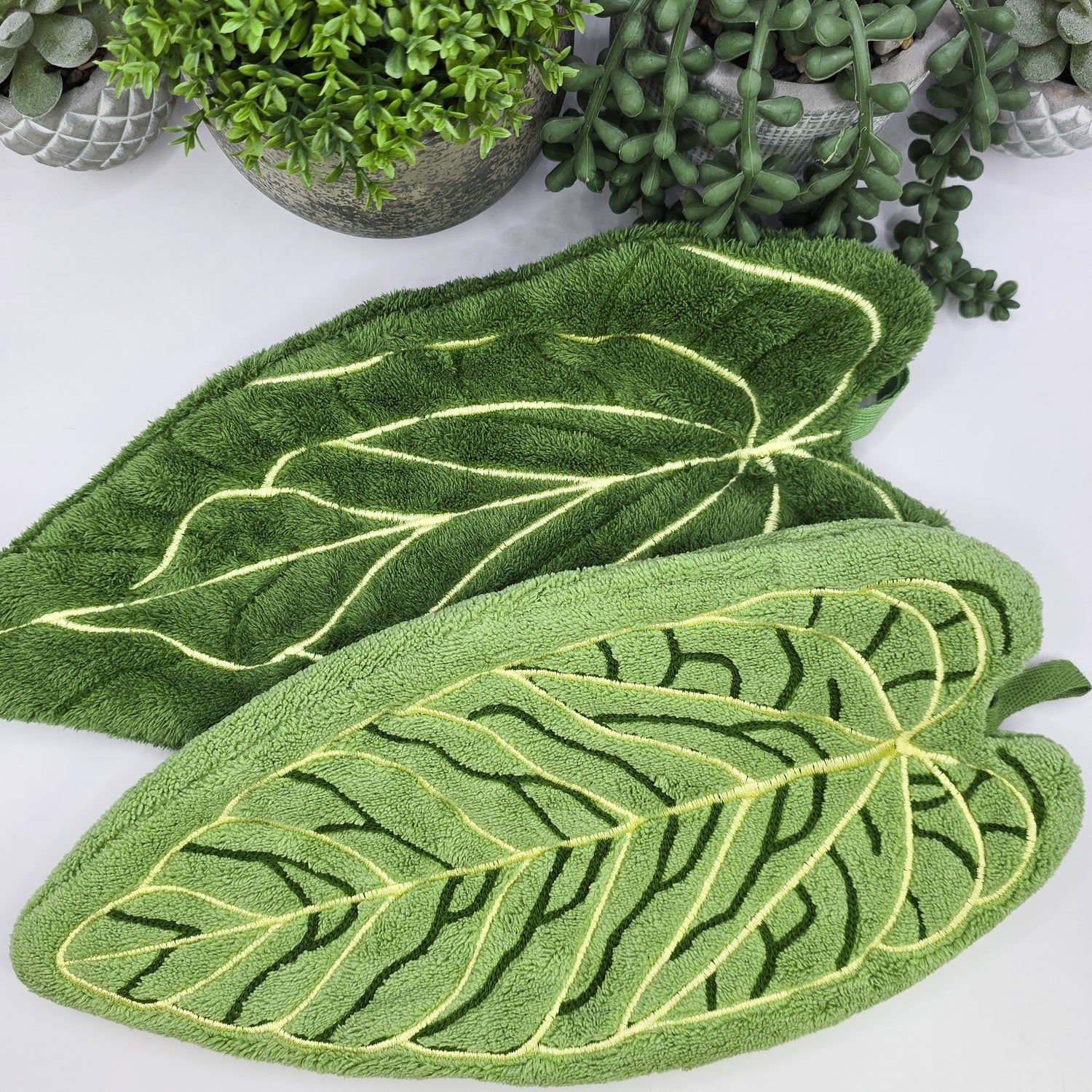 Anthurium Leaf Coral Fleece Hand Towel / Kitchen Towel - 2 colours
