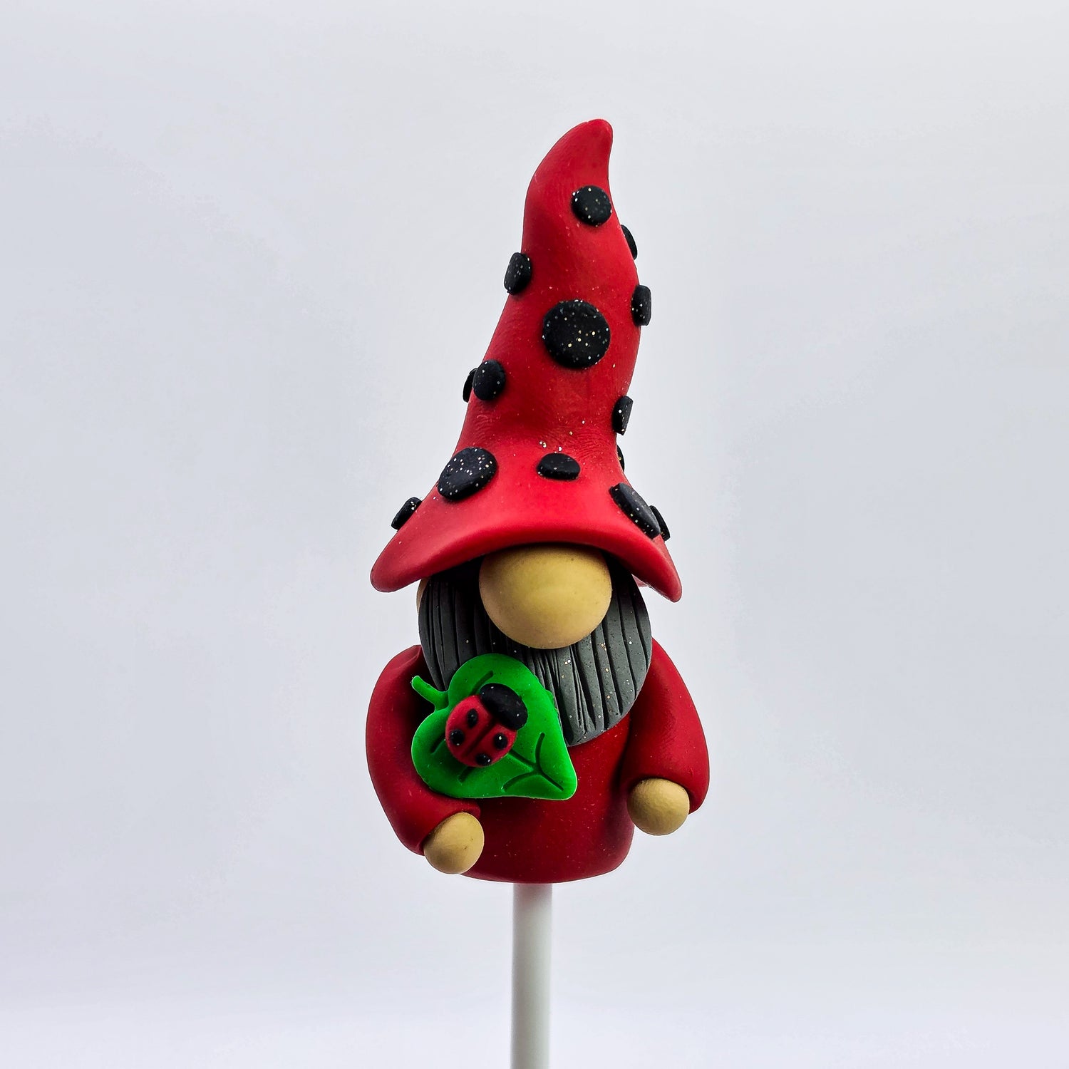 Red Ladybird Handmade Polymer Clay Pot Plant Gnome
