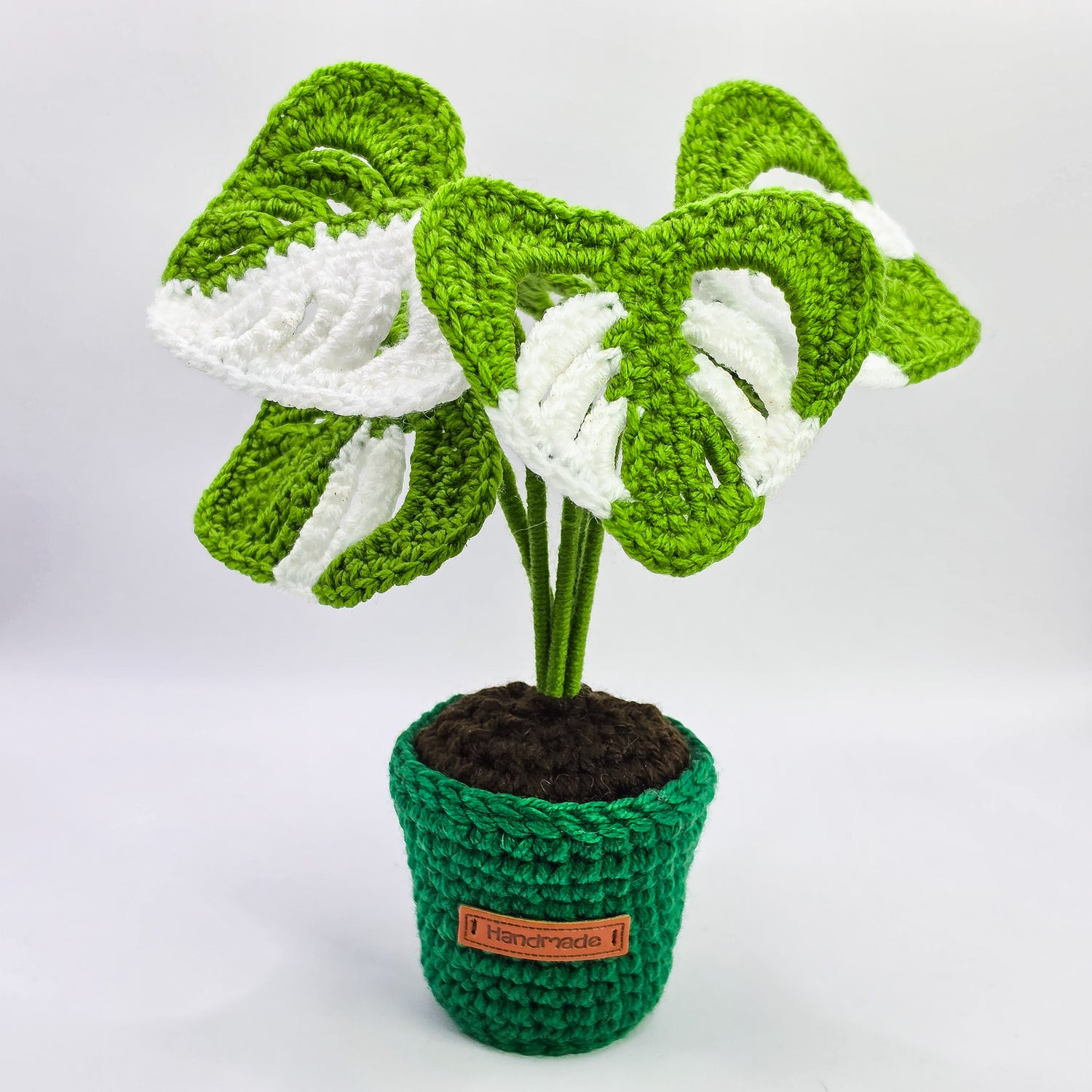 Mini Monstera Albo Variegated Crochet Potted Plant,4 colours avail