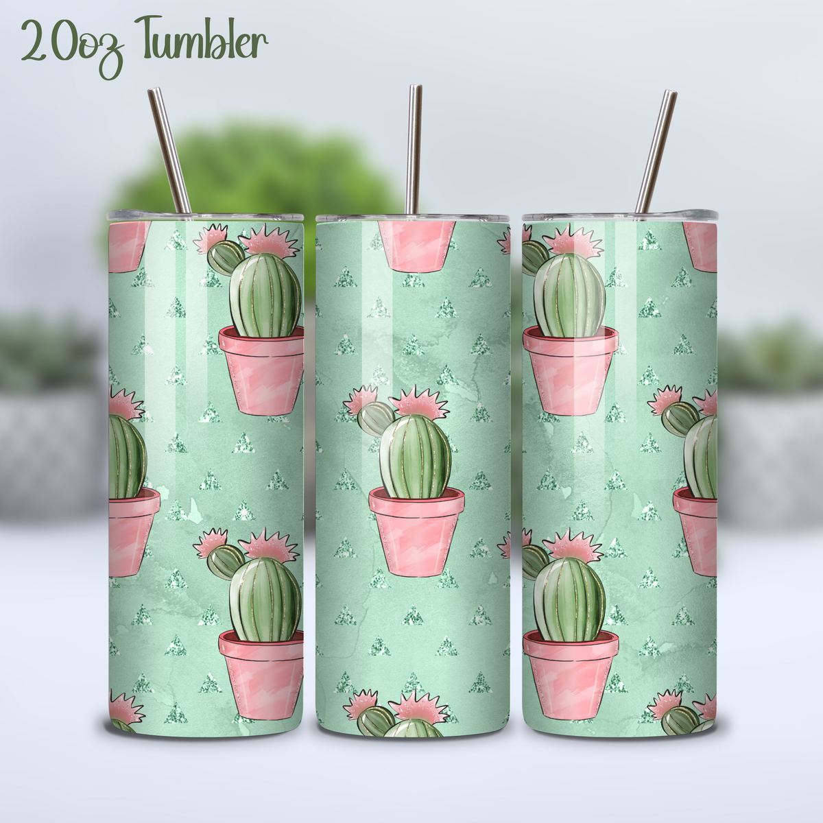 Sweet Cactus Mint 20oz Insulated Stainless Steel Tumbler 