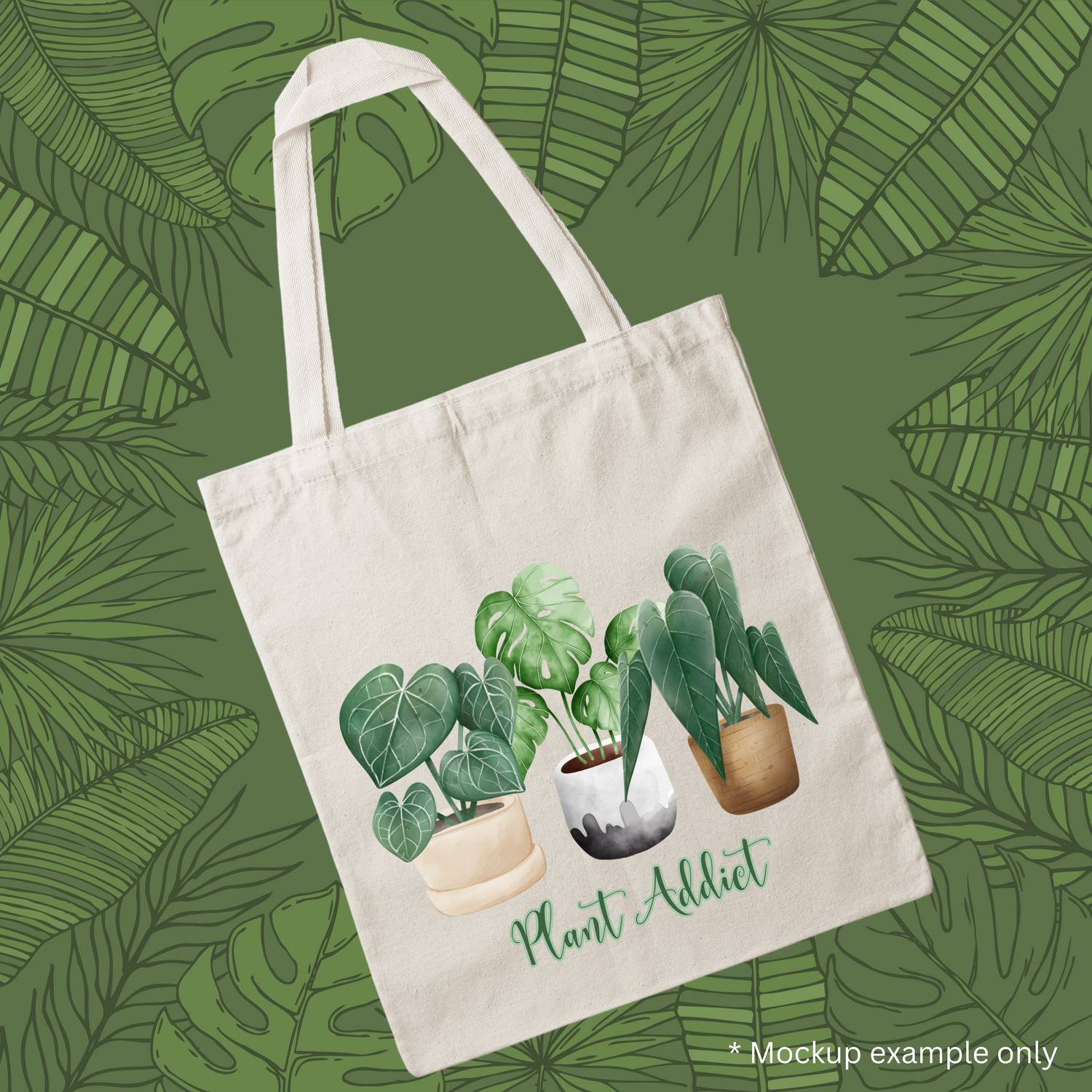 Plant Addict Houseplants Calico Tote / Library Bag