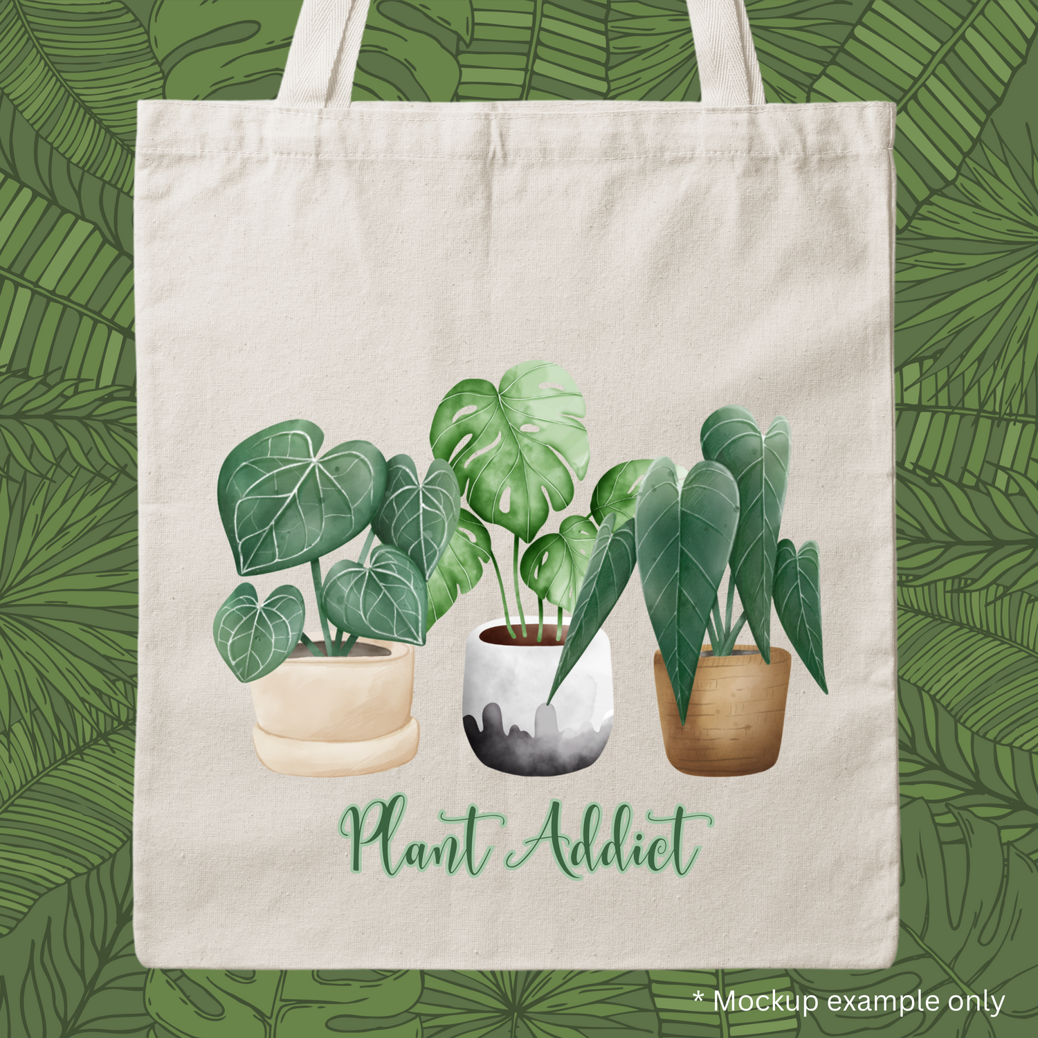 Plant Addict Houseplants Calico Tote / Library Bag