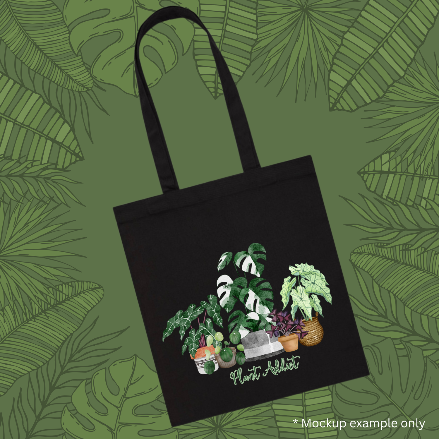Plant Addict Rare Houseplants Black Cotton Tote / shoulder Bag