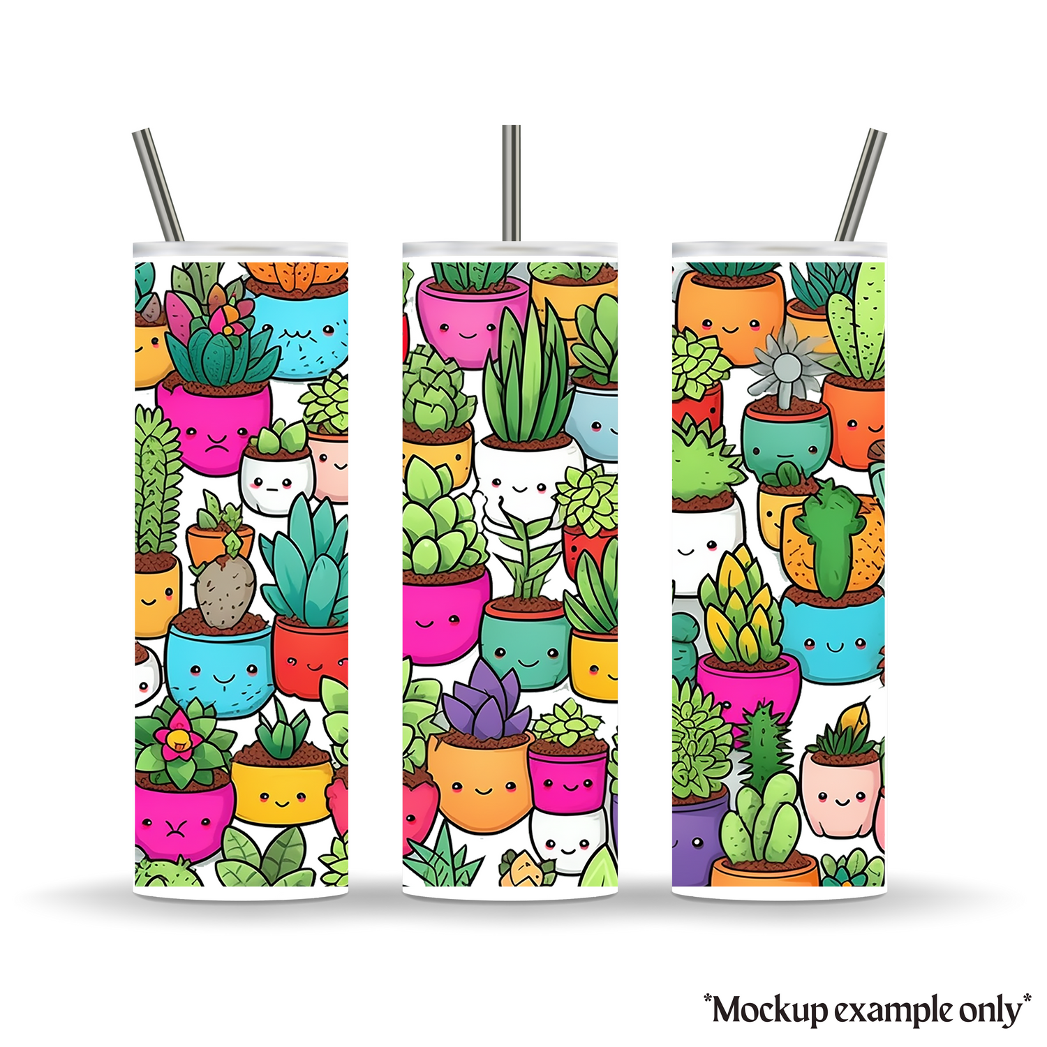 Bright Kawaii Cacti & succulent 20oz Insulated Stainless Steel Tumbler