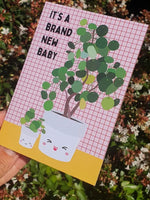 Pilea houseplants new baby greeting card