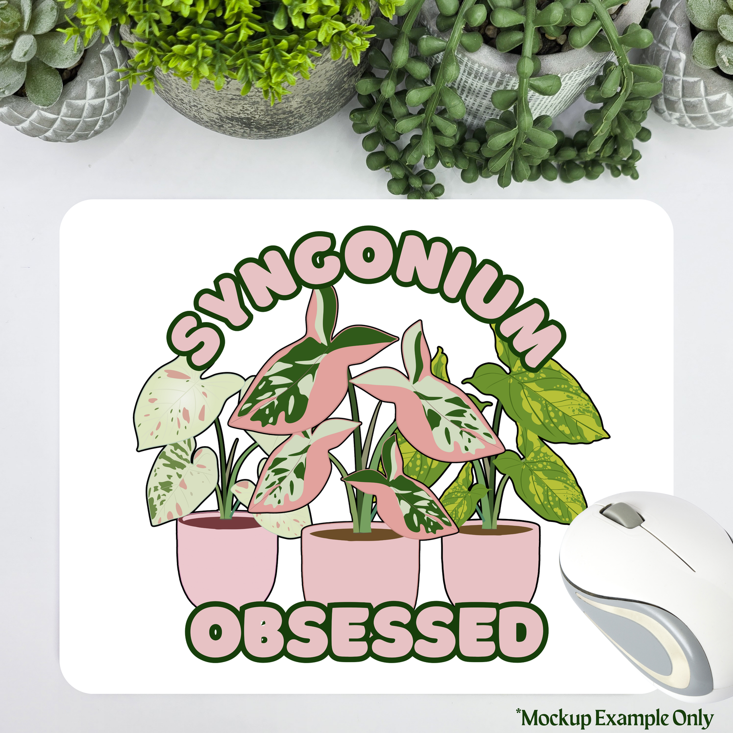 Syngonium Obsessed Houseplants Computer Mousepad | Mouse Mat