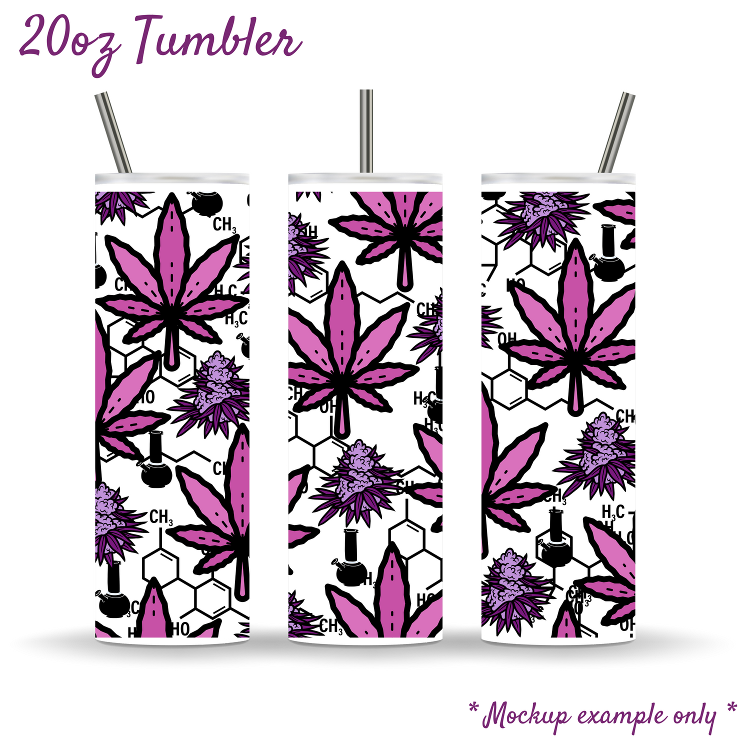 Pink & Purple Cannabis/Marijuana Leaf 20oz Insulated Stainless Steel Tumbler