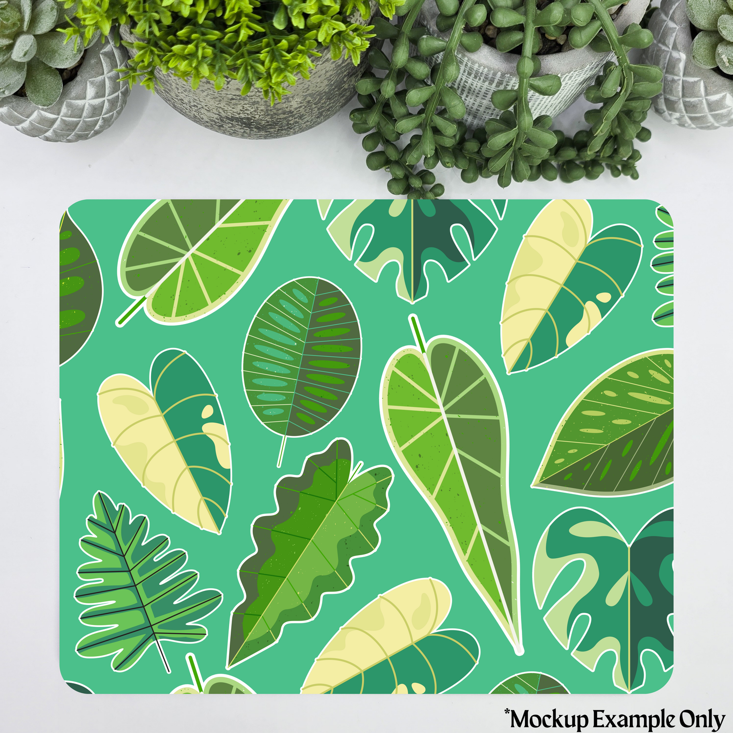 Geometrical Variegated Leaves Computer Mousepad